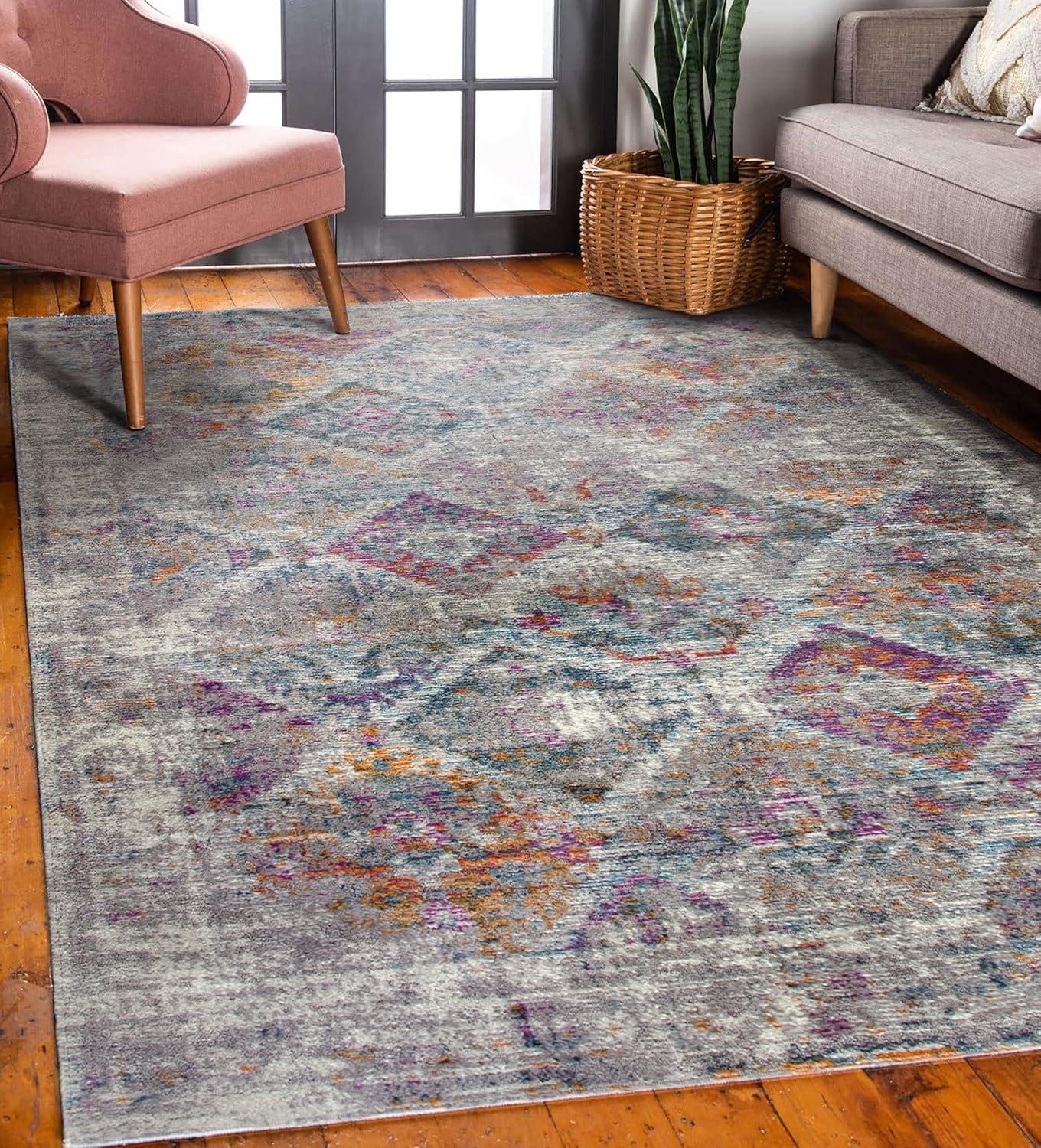 imageLeick Home 596353 Allerick Runner Vintage Monochromatic Abstract Gray Living Room Bedroom Dining Room Area Rug Runner 22 x 10GrayPink