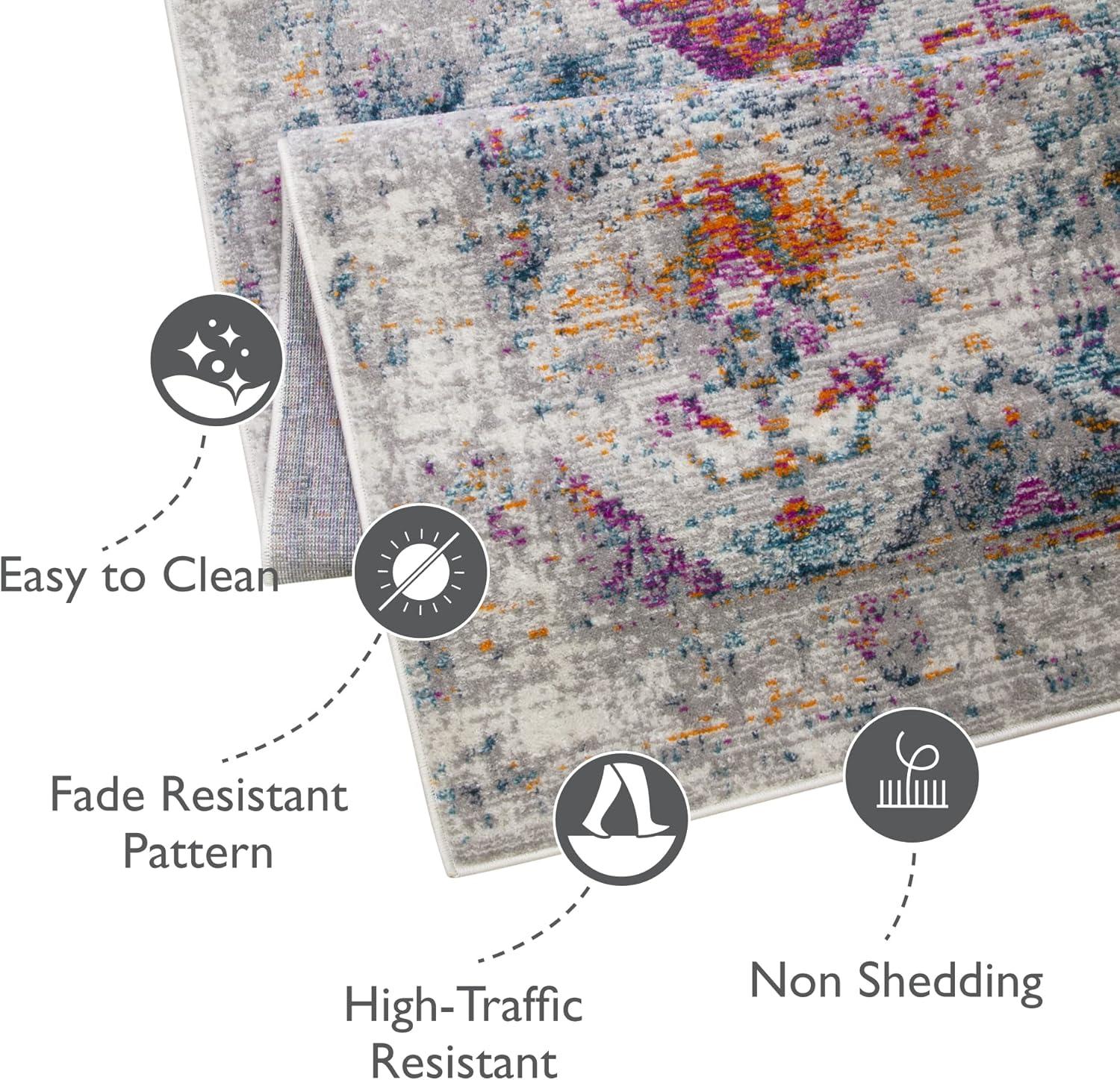 imageLeick Home 596353 Allerick Runner Vintage Monochromatic Abstract Gray Living Room Bedroom Dining Room Area Rug Runner 22 x 10GrayPink