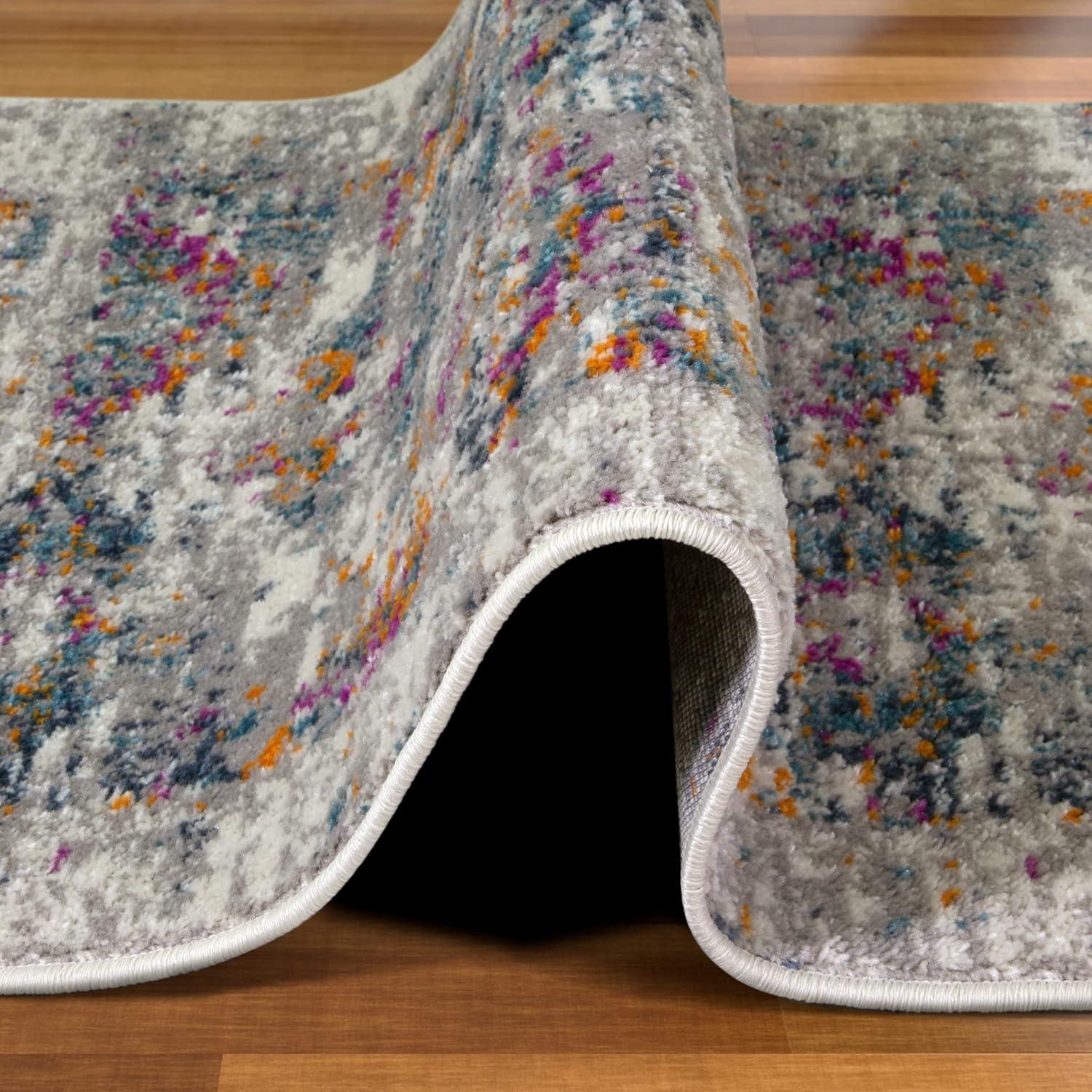 imageLeick Home 596353 Allerick Runner Vintage Monochromatic Abstract Gray Living Room Bedroom Dining Room Area Rug Runner 22 x 10GrayPink