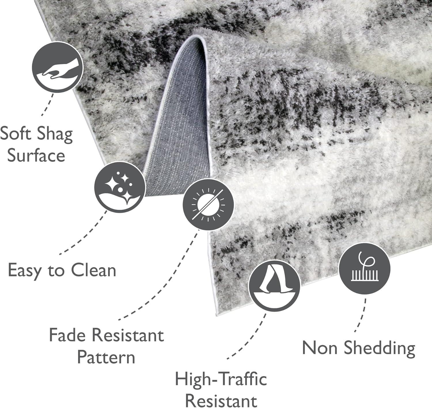 imageLeick Home 596353 Allerick Runner Vintage Monochromatic Abstract Gray Living Room Bedroom Dining Room Area Rug Runner 22 x 10GrayWhite