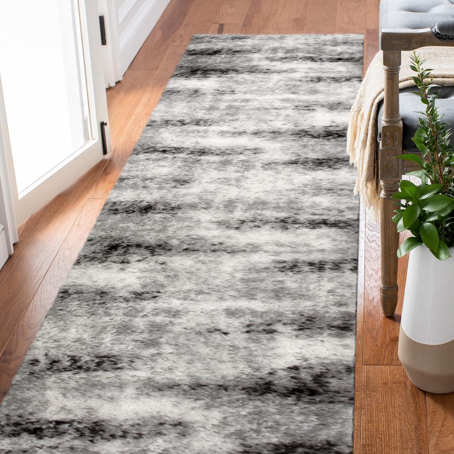 imageLeick Home 596353 Allerick Runner Vintage Monochromatic Abstract Gray Living Room Bedroom Dining Room Area Rug Runner 22 x 10GrayWhite