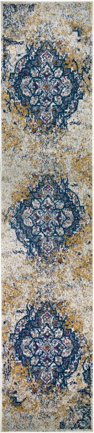imageLeick Home 596353 Allerick Runner Vintage Monochromatic Abstract Gray Living Room Bedroom Dining Room Area Rug Runner 22 x 10NavyGold