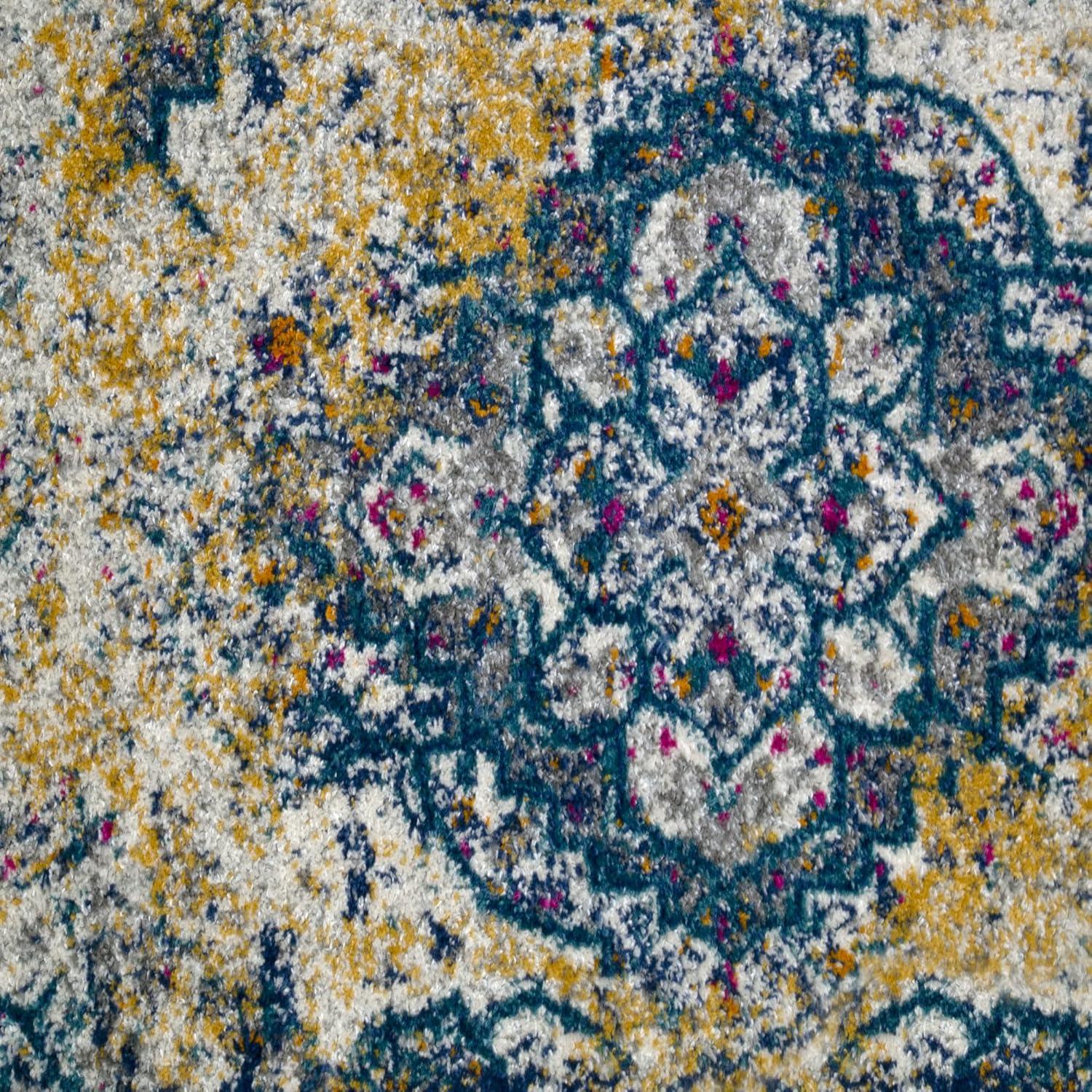 imageLeick Home 596353 Allerick Runner Vintage Monochromatic Abstract Gray Living Room Bedroom Dining Room Area Rug Runner 22 x 10NavyGold