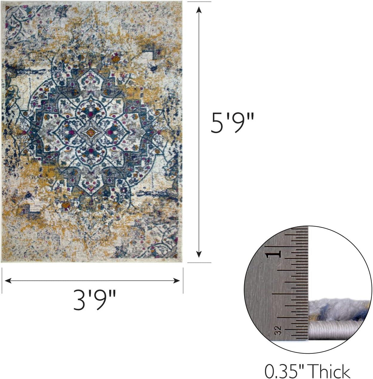 imageLeick Home 596353 Allerick Runner Vintage Monochromatic Abstract Gray Living Room Bedroom Dining Room Area Rug Runner 22 x 10NavyGold