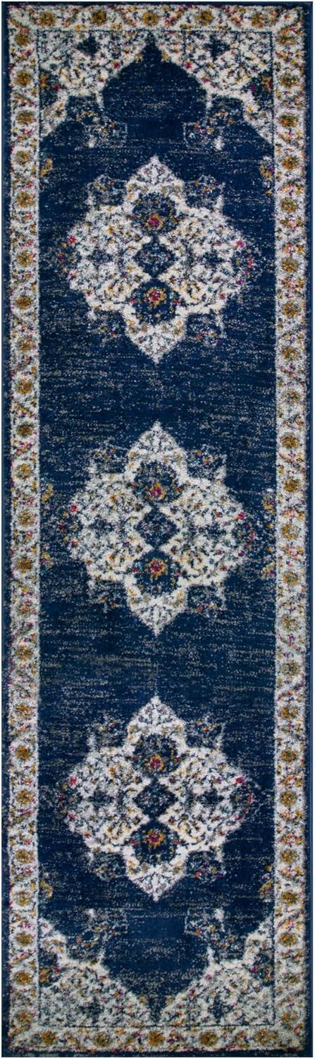 imageLeick Home 596353 Allerick Runner Vintage Monochromatic Abstract Gray Living Room Bedroom Dining Room Area Rug Runner 22 x 10NavyTan