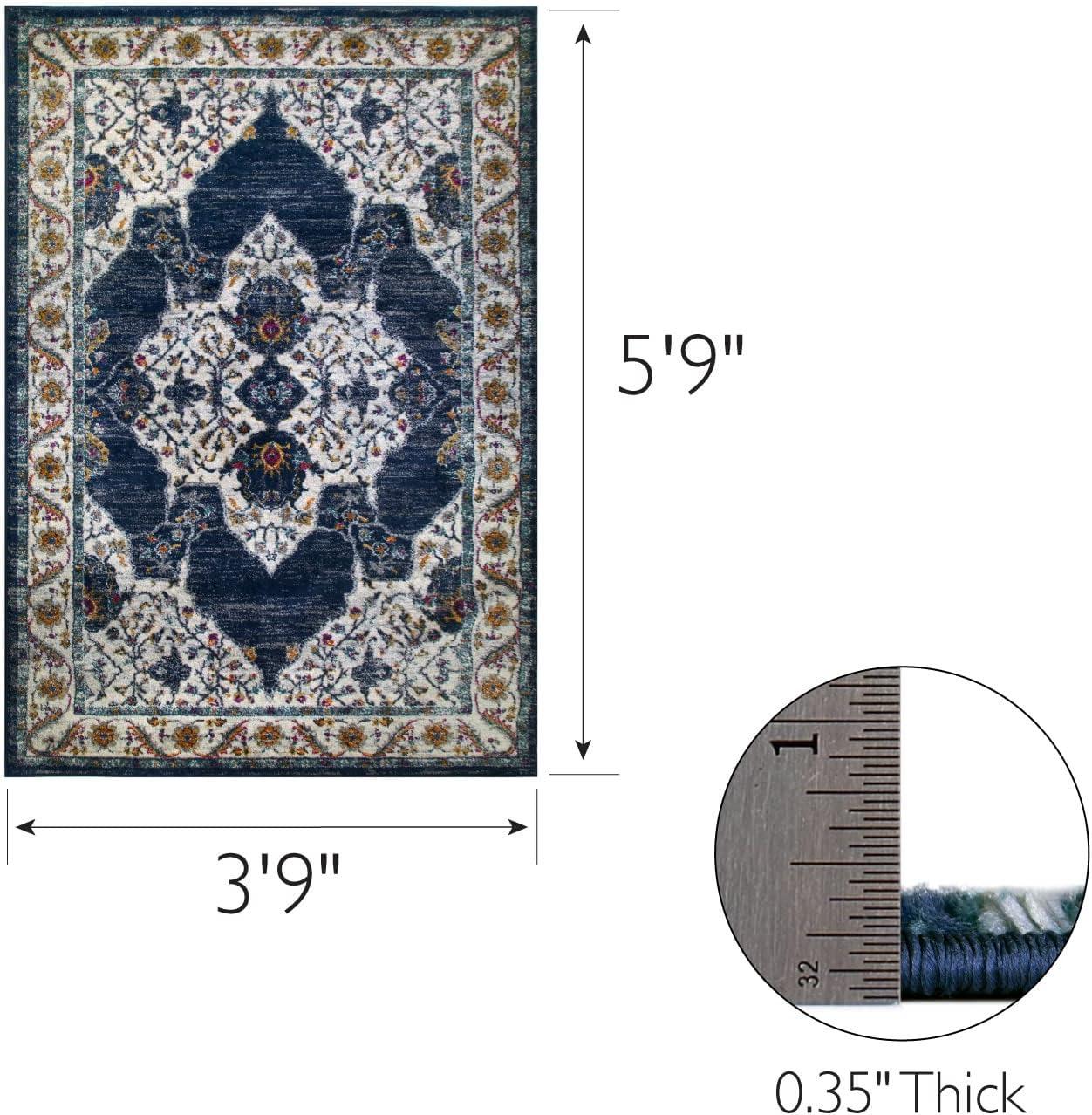 imageLeick Home 596353 Allerick Runner Vintage Monochromatic Abstract Gray Living Room Bedroom Dining Room Area Rug Runner 22 x 10NavyTan