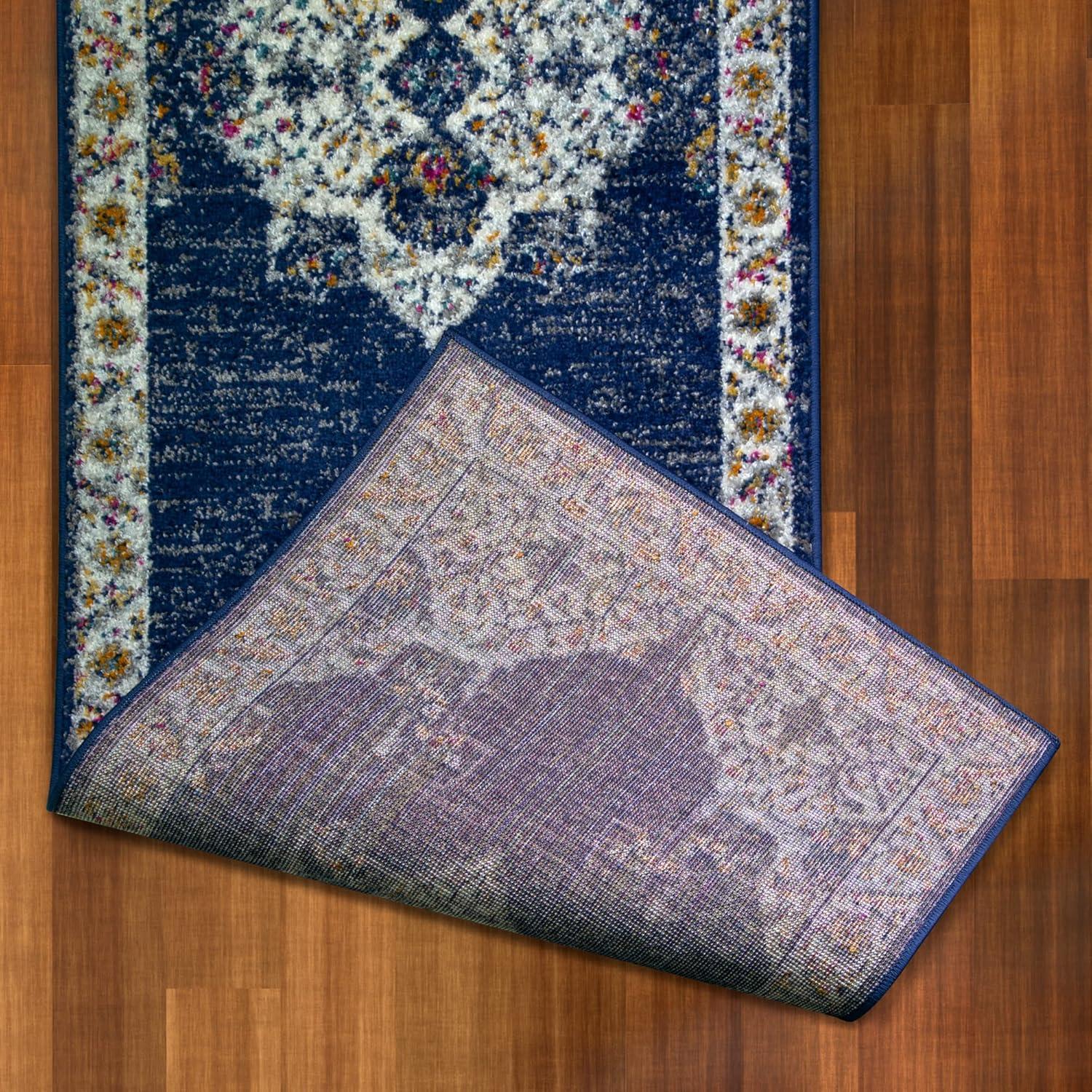 imageLeick Home 596353 Allerick Runner Vintage Monochromatic Abstract Gray Living Room Bedroom Dining Room Area Rug Runner 22 x 10NavyTan