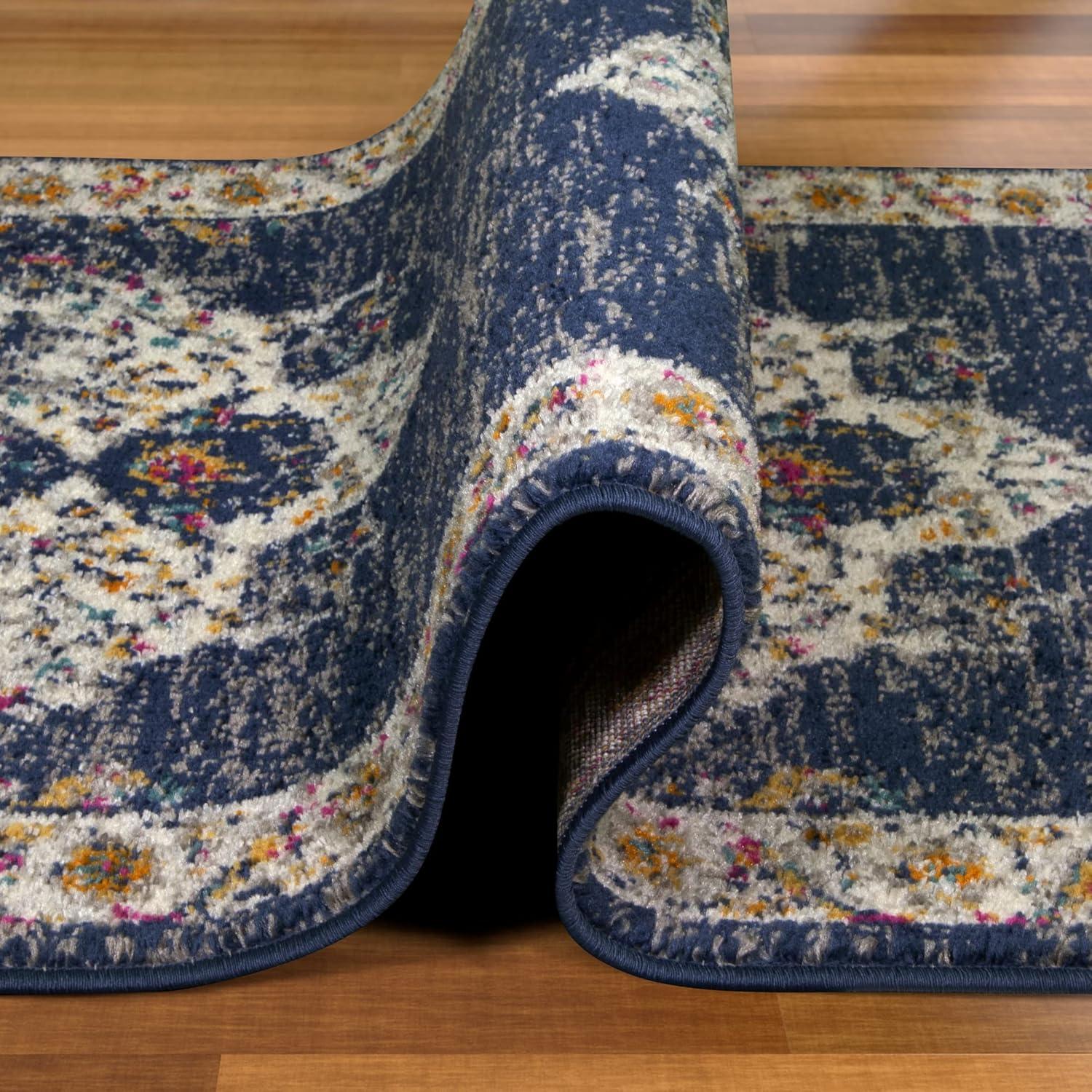 imageLeick Home 596353 Allerick Runner Vintage Monochromatic Abstract Gray Living Room Bedroom Dining Room Area Rug Runner 22 x 10NavyTan