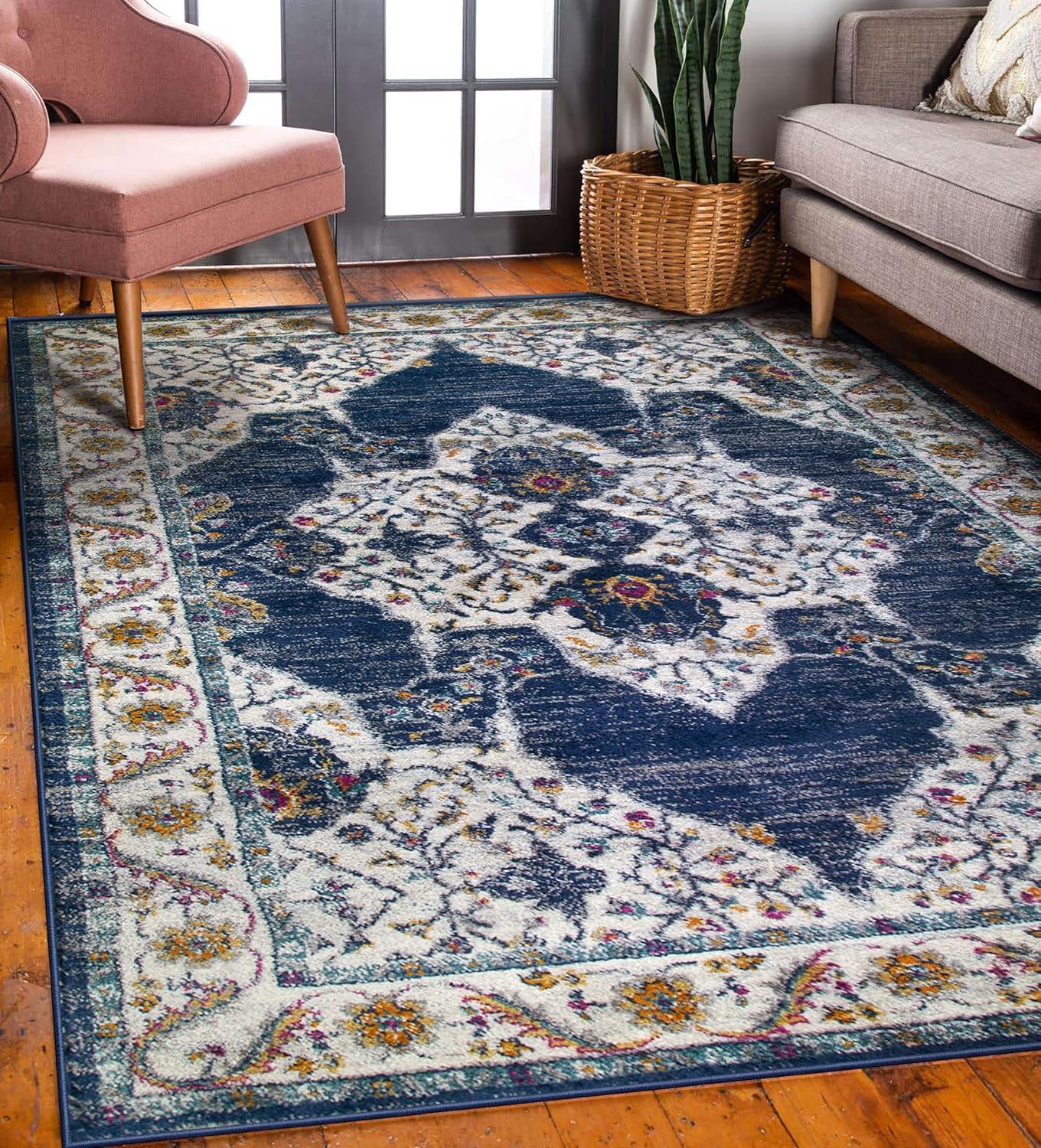 imageLeick Home 596353 Allerick Runner Vintage Monochromatic Abstract Gray Living Room Bedroom Dining Room Area Rug Runner 22 x 10NavyTan