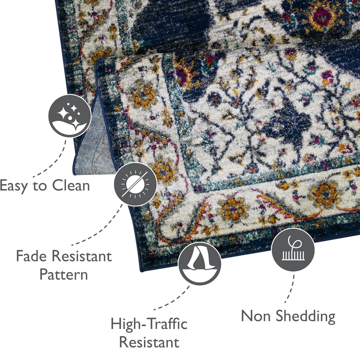 imageLeick Home 596353 Allerick Runner Vintage Monochromatic Abstract Gray Living Room Bedroom Dining Room Area Rug Runner 22 x 10NavyTan