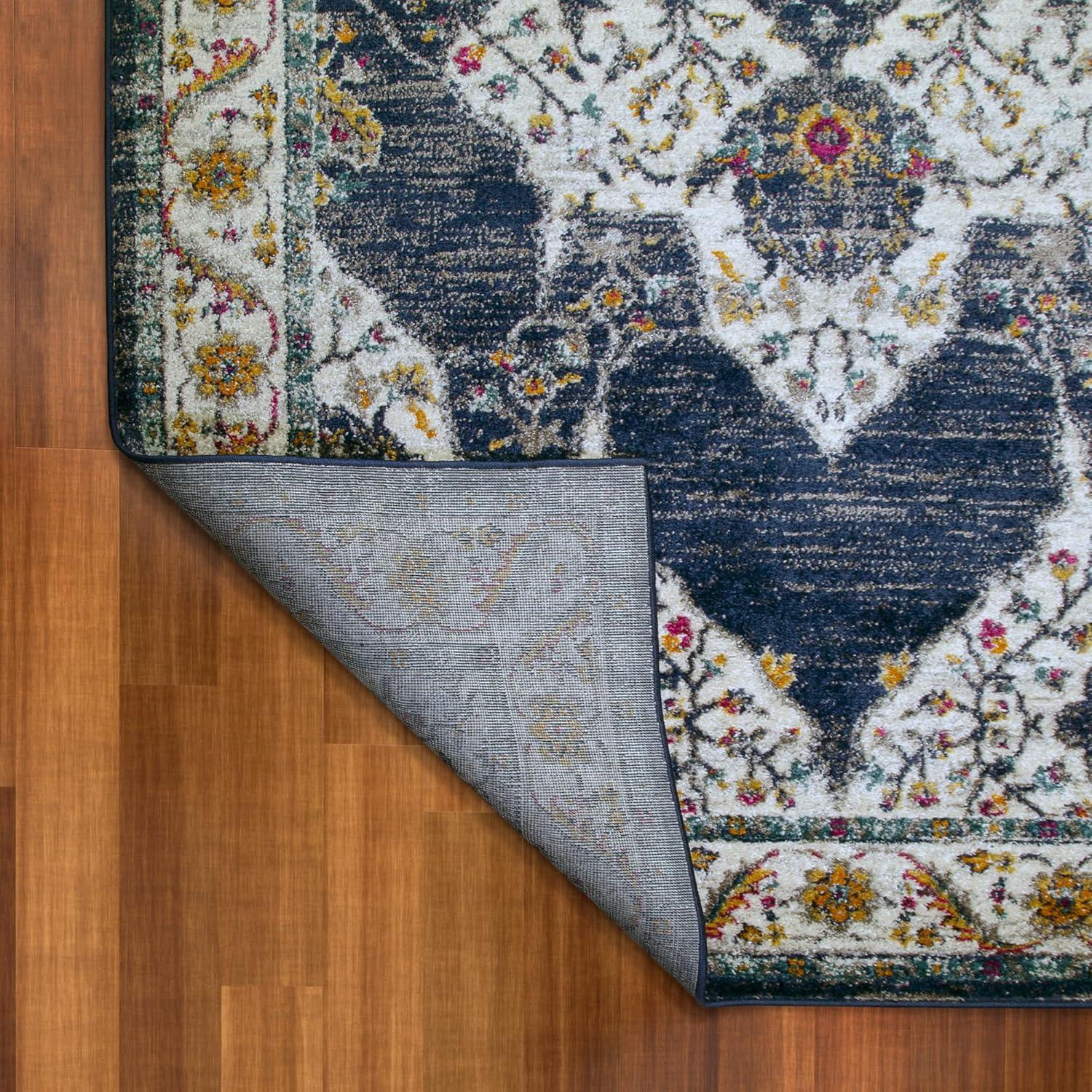 imageLeick Home 596353 Allerick Runner Vintage Monochromatic Abstract Gray Living Room Bedroom Dining Room Area Rug Runner 22 x 10NavyTan