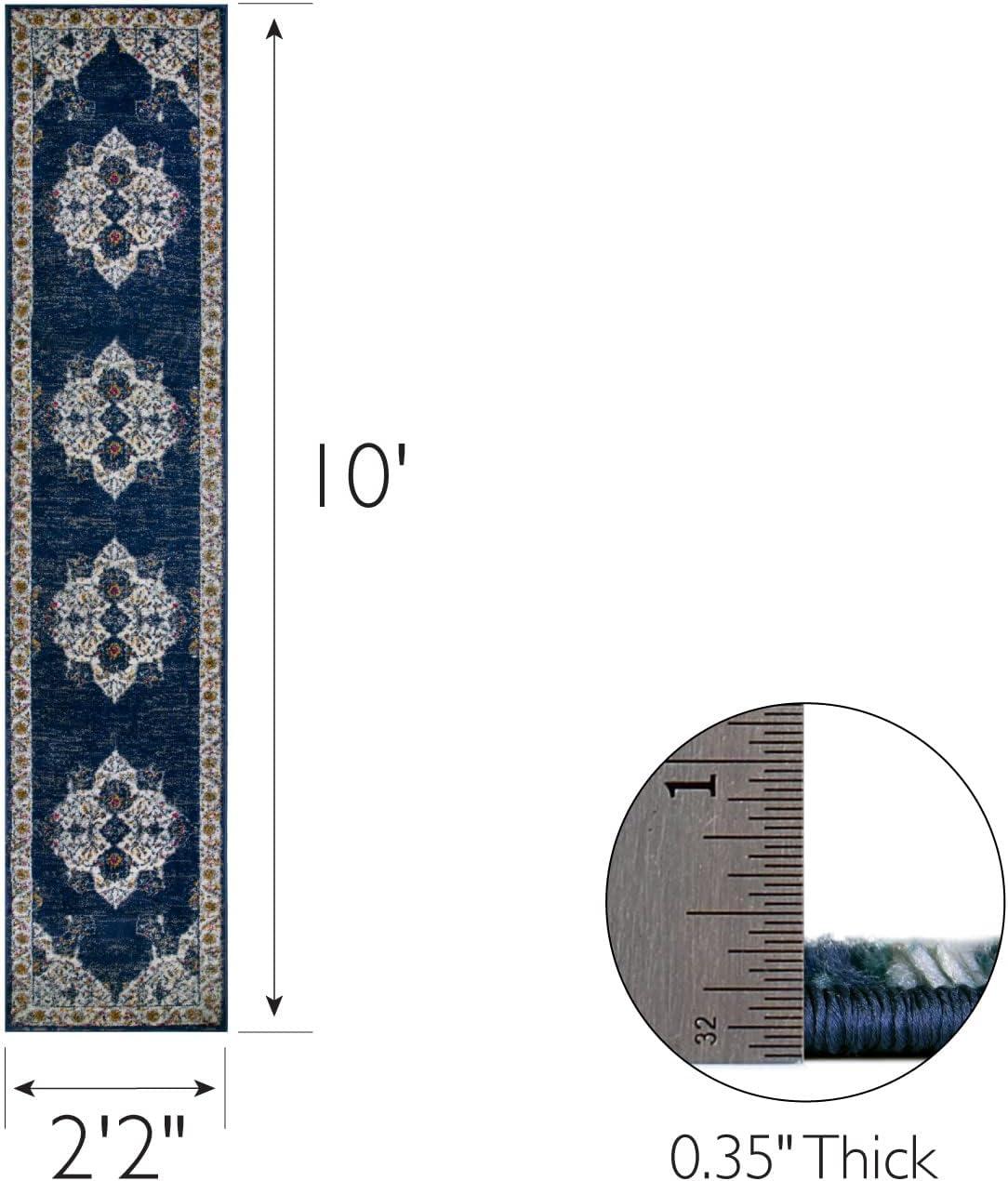 imageLeick Home 596353 Allerick Runner Vintage Monochromatic Abstract Gray Living Room Bedroom Dining Room Area Rug Runner 22 x 10NavyTan