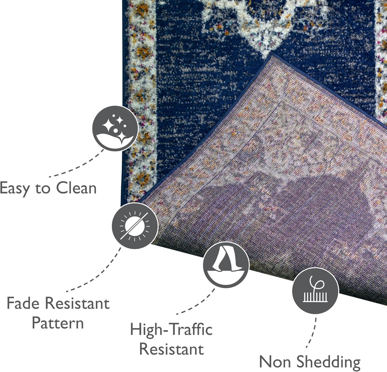 imageLeick Home 596353 Allerick Runner Vintage Monochromatic Abstract Gray Living Room Bedroom Dining Room Area Rug Runner 22 x 10NavyTan