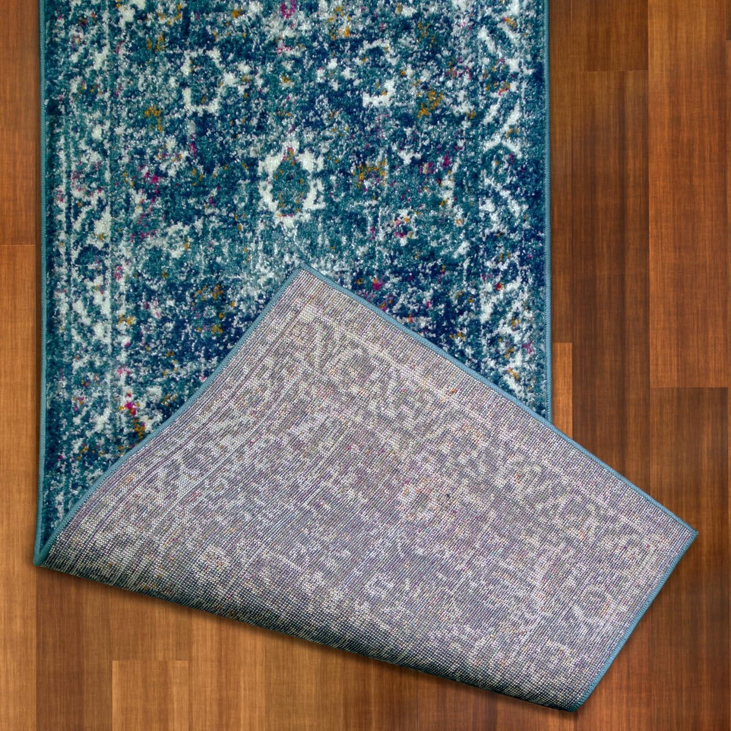 imageLeick Home 596353 Allerick Runner Vintage Monochromatic Abstract Gray Living Room Bedroom Dining Room Area Rug Runner 22 x 10Turquoise
