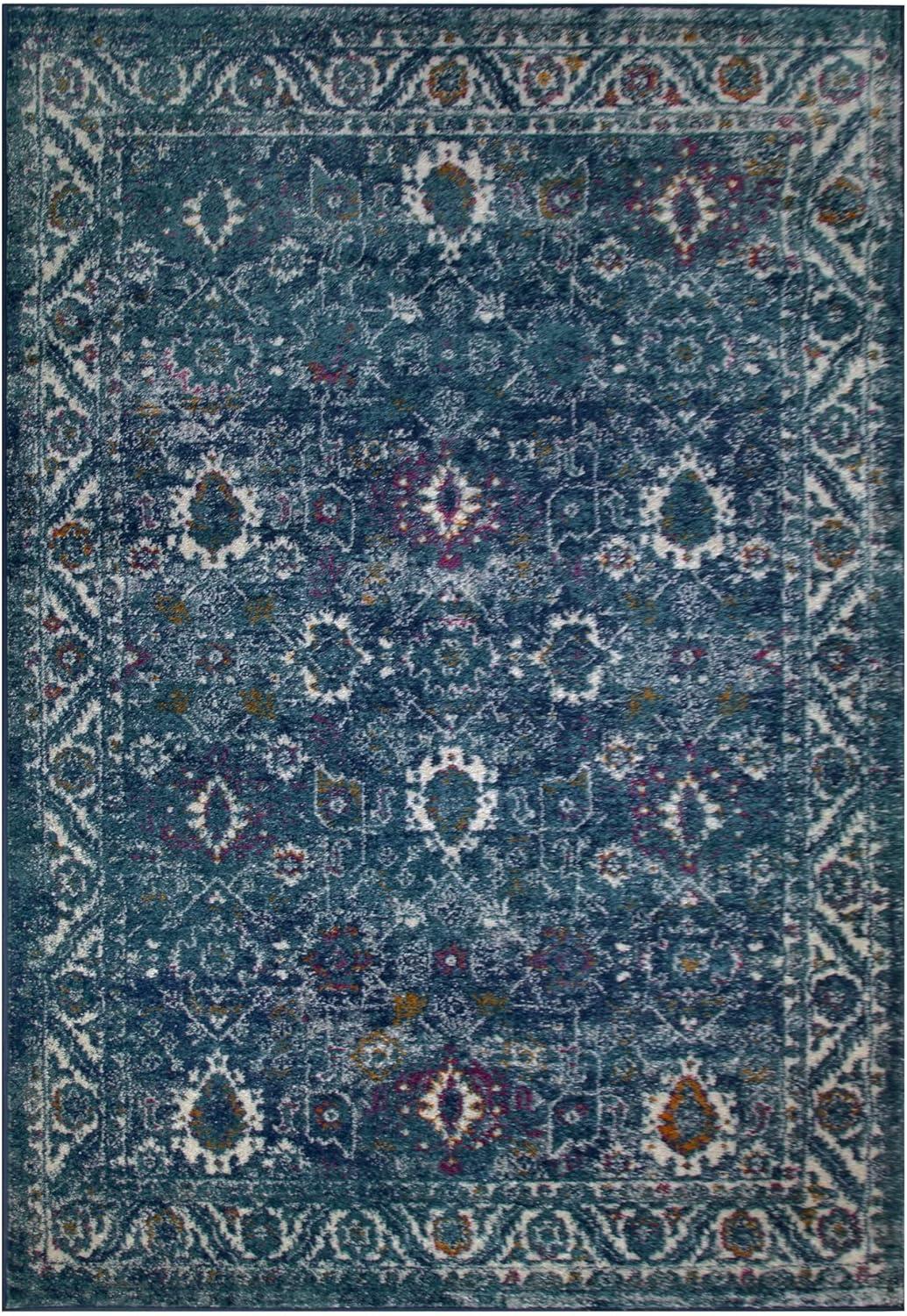 imageLeick Home 596353 Allerick Runner Vintage Monochromatic Abstract Gray Living Room Bedroom Dining Room Area Rug Runner 22 x 10Turquoise