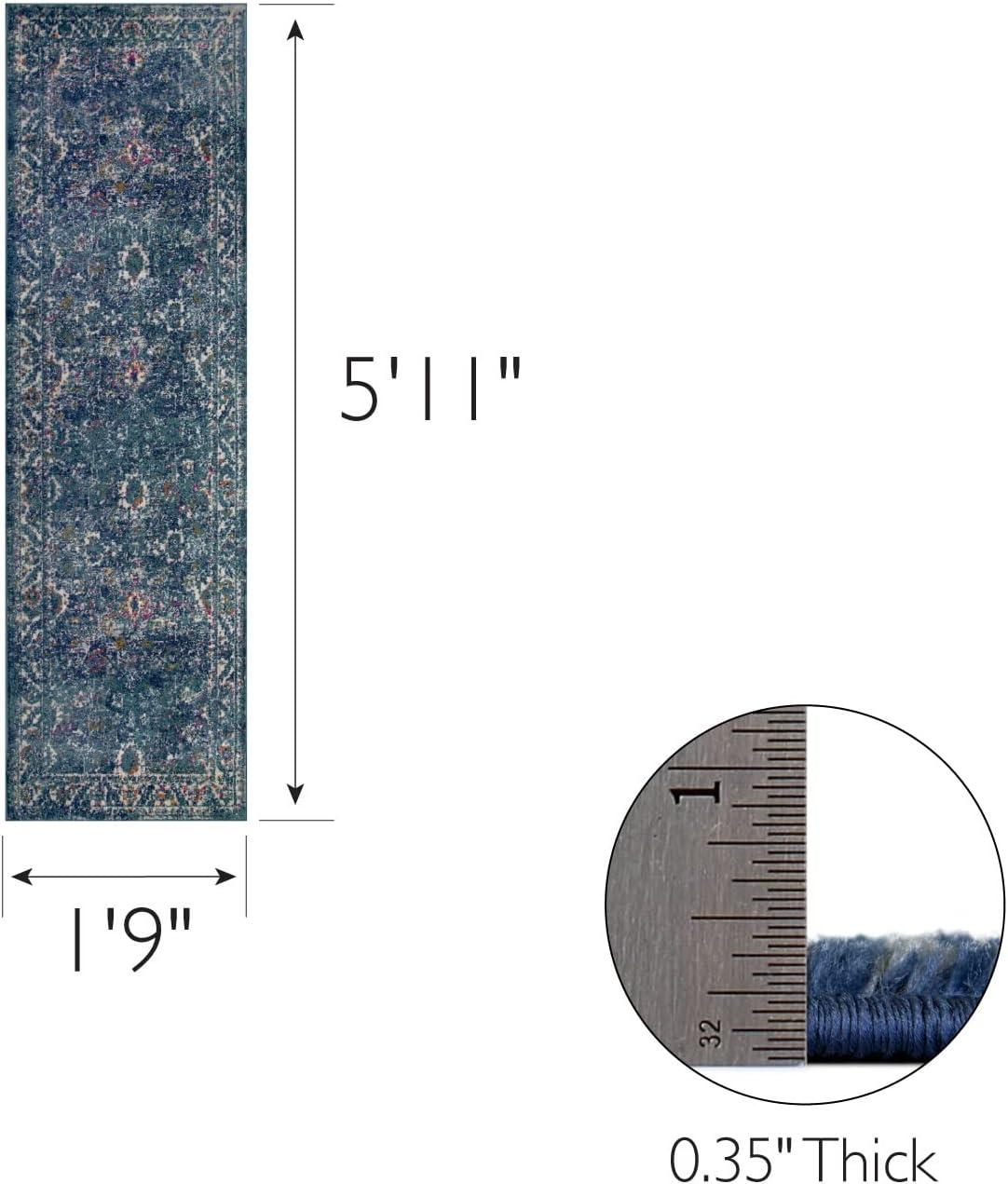 imageLeick Home 596353 Allerick Runner Vintage Monochromatic Abstract Gray Living Room Bedroom Dining Room Area Rug Runner 22 x 10Turquoise