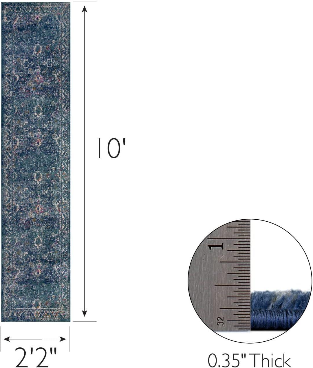 imageLeick Home 596353 Allerick Runner Vintage Monochromatic Abstract Gray Living Room Bedroom Dining Room Area Rug Runner 22 x 10Turquoise