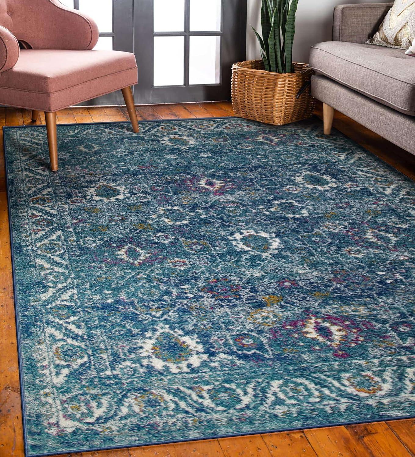 imageLeick Home 596353 Allerick Runner Vintage Monochromatic Abstract Gray Living Room Bedroom Dining Room Area Rug Runner 22 x 10Turquoise