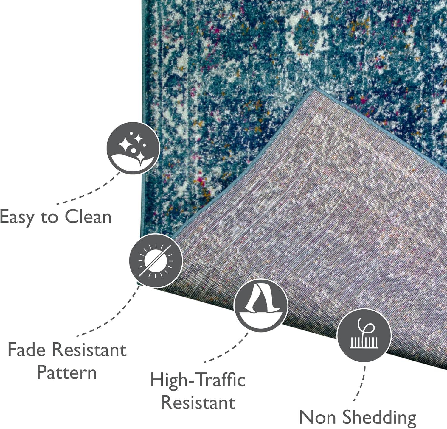 imageLeick Home 596353 Allerick Runner Vintage Monochromatic Abstract Gray Living Room Bedroom Dining Room Area Rug Runner 22 x 10Turquoise