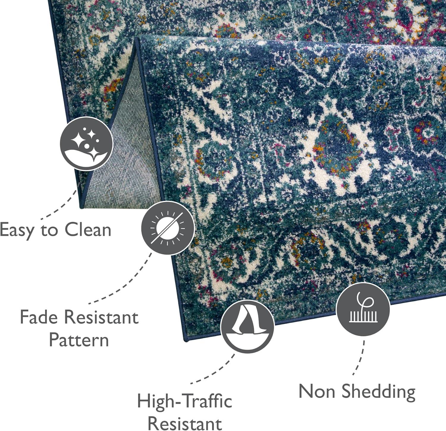 imageLeick Home 596353 Allerick Runner Vintage Monochromatic Abstract Gray Living Room Bedroom Dining Room Area Rug Runner 22 x 10Turquoise