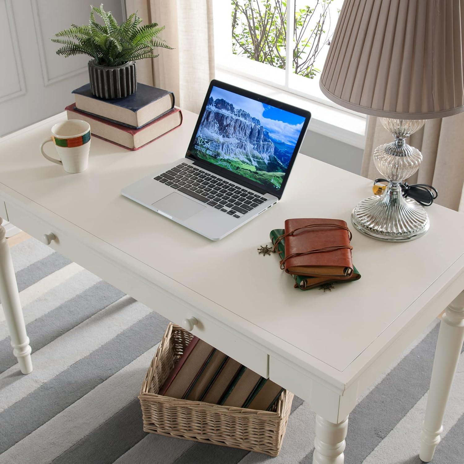 imageLeick Home 82400 Mission Writing Computer Desk with Drop Front Keyboard Drawer for Home Office Solid Wood Mission OakCottage White