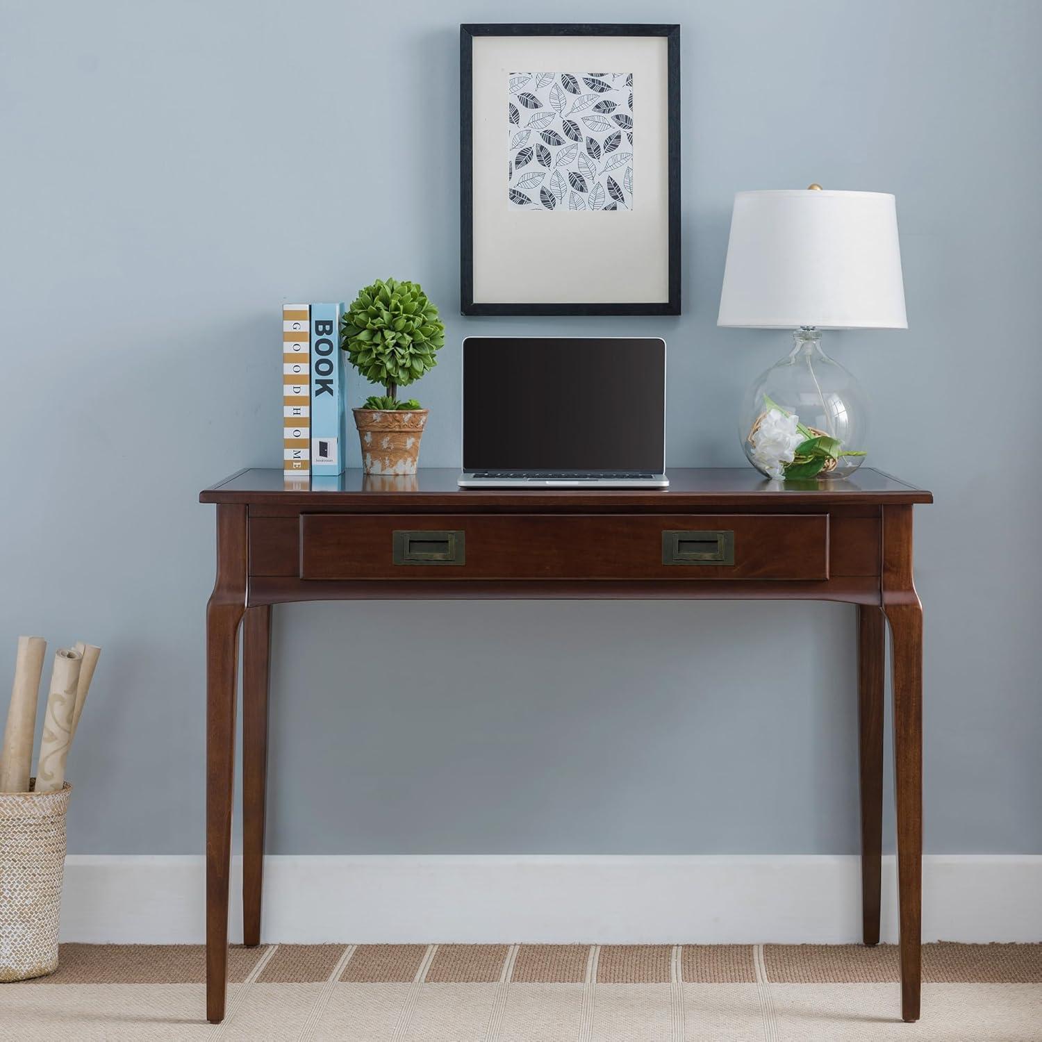 imageLeick Home 82400 Mission Writing Computer Desk with Drop Front Keyboard Drawer for Home Office Solid Wood Mission OakHeartwood Cherry