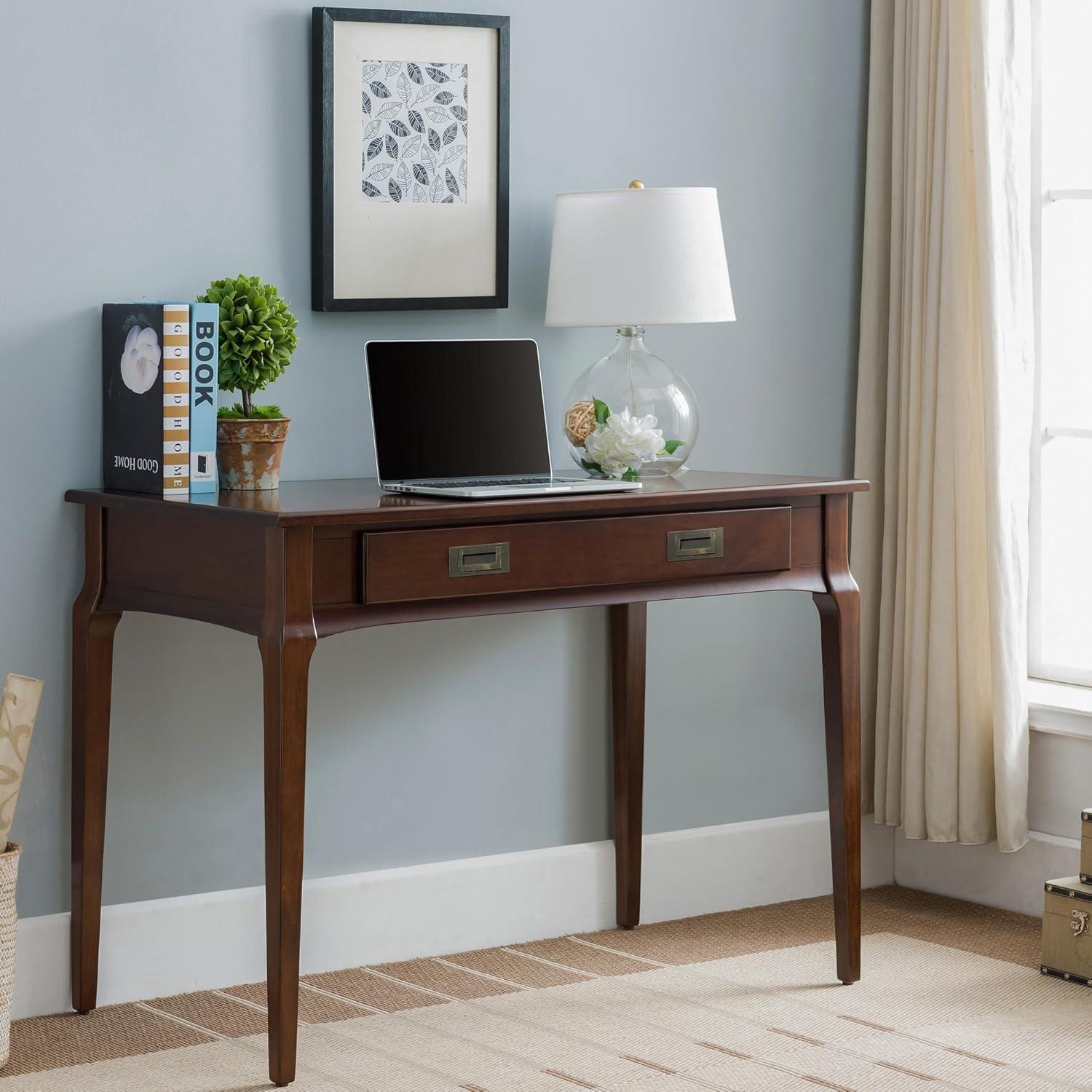 imageLeick Home 82400 Mission Writing Computer Desk with Drop Front Keyboard Drawer for Home Office Solid Wood Mission OakHeartwood Cherry