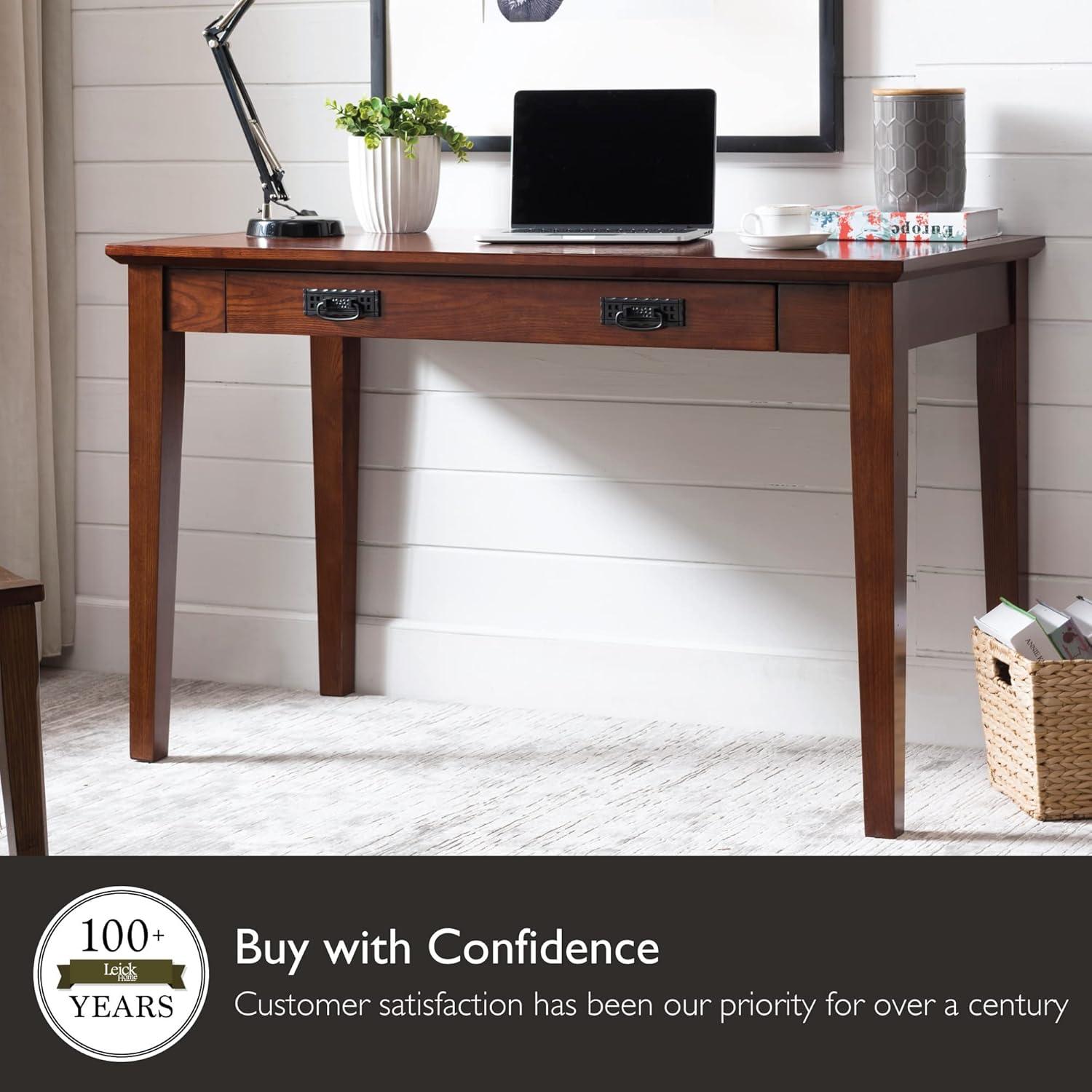 imageLeick Home 82400 Mission Writing Computer Desk with Drop Front Keyboard Drawer for Home Office Solid Wood Mission OakMission Oak