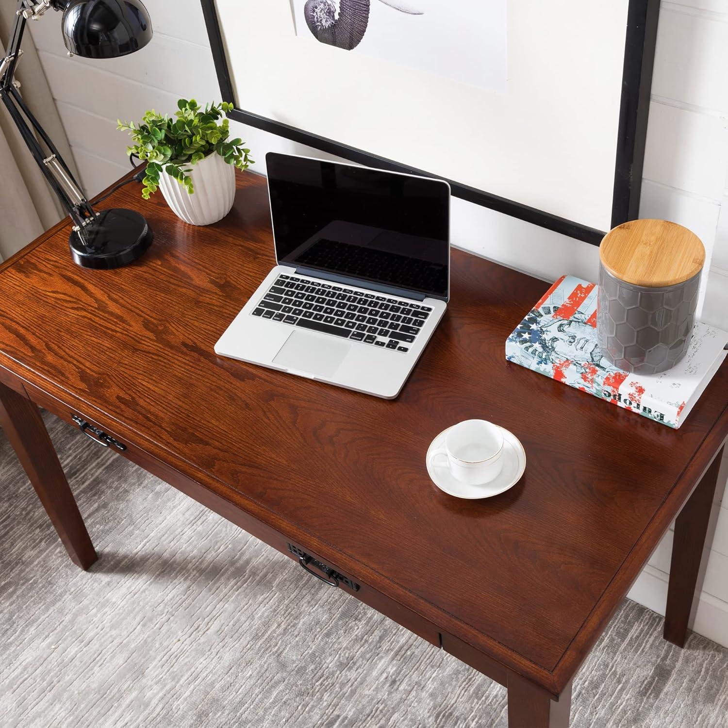 imageLeick Home 82400 Mission Writing Computer Desk with Drop Front Keyboard Drawer for Home Office Solid Wood Mission OakMission Oak