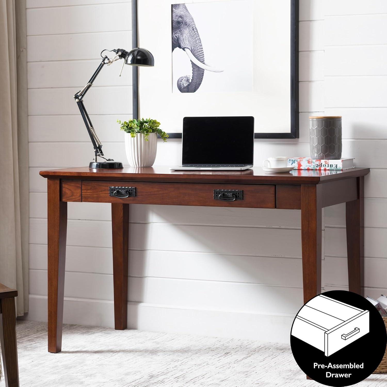 imageLeick Home 82400 Mission Writing Computer Desk with Drop Front Keyboard Drawer for Home Office Solid Wood Mission OakMission Oak