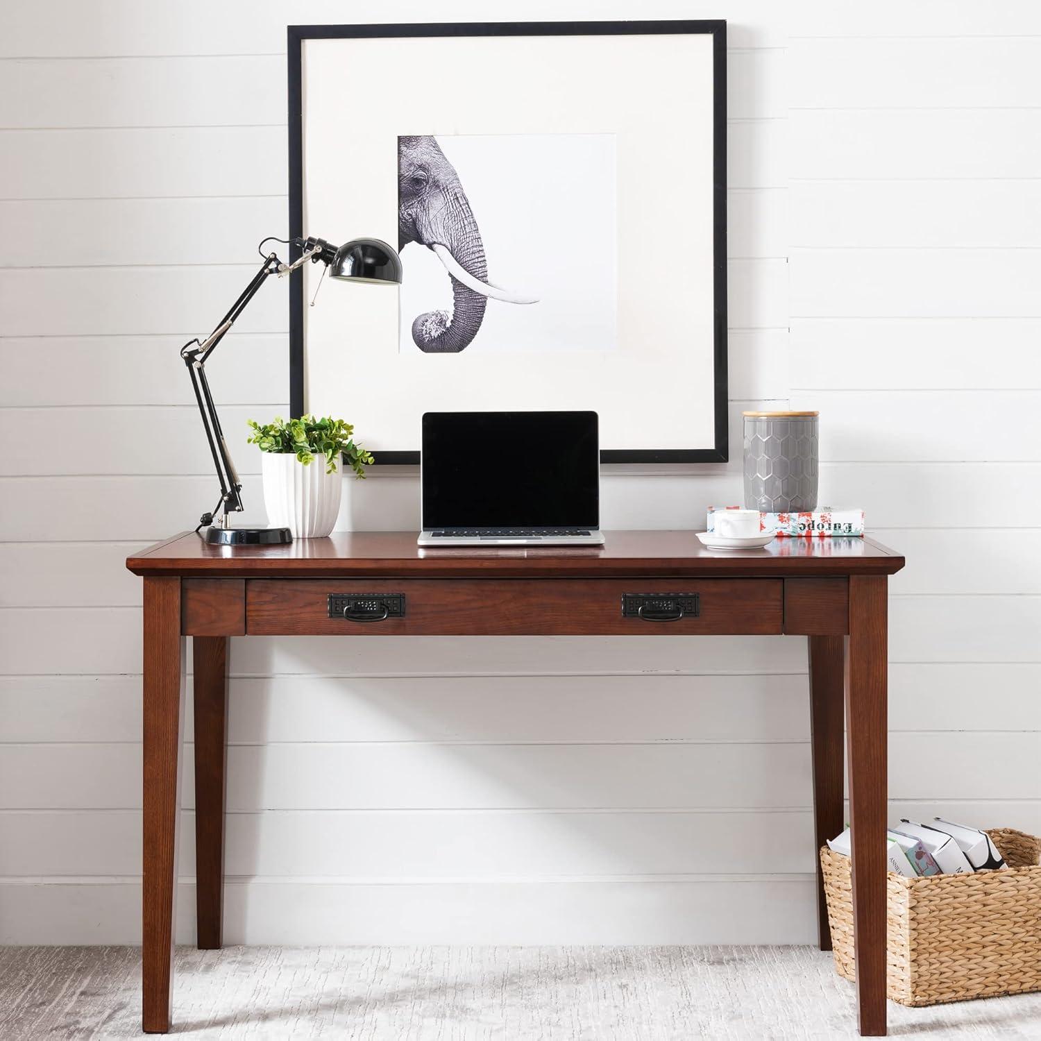 imageLeick Home 82400 Mission Writing Computer Desk with Drop Front Keyboard Drawer for Home Office Solid Wood Mission OakMission Oak