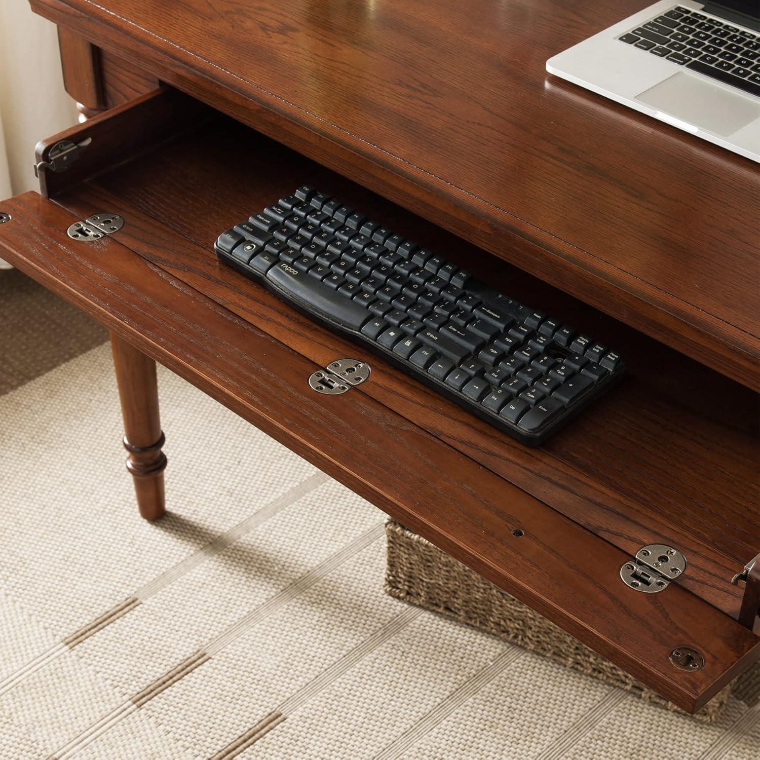 imageLeick Home 82400 Mission Writing Computer Desk with Drop Front Keyboard Drawer for Home Office Solid Wood Mission OakMission Oak