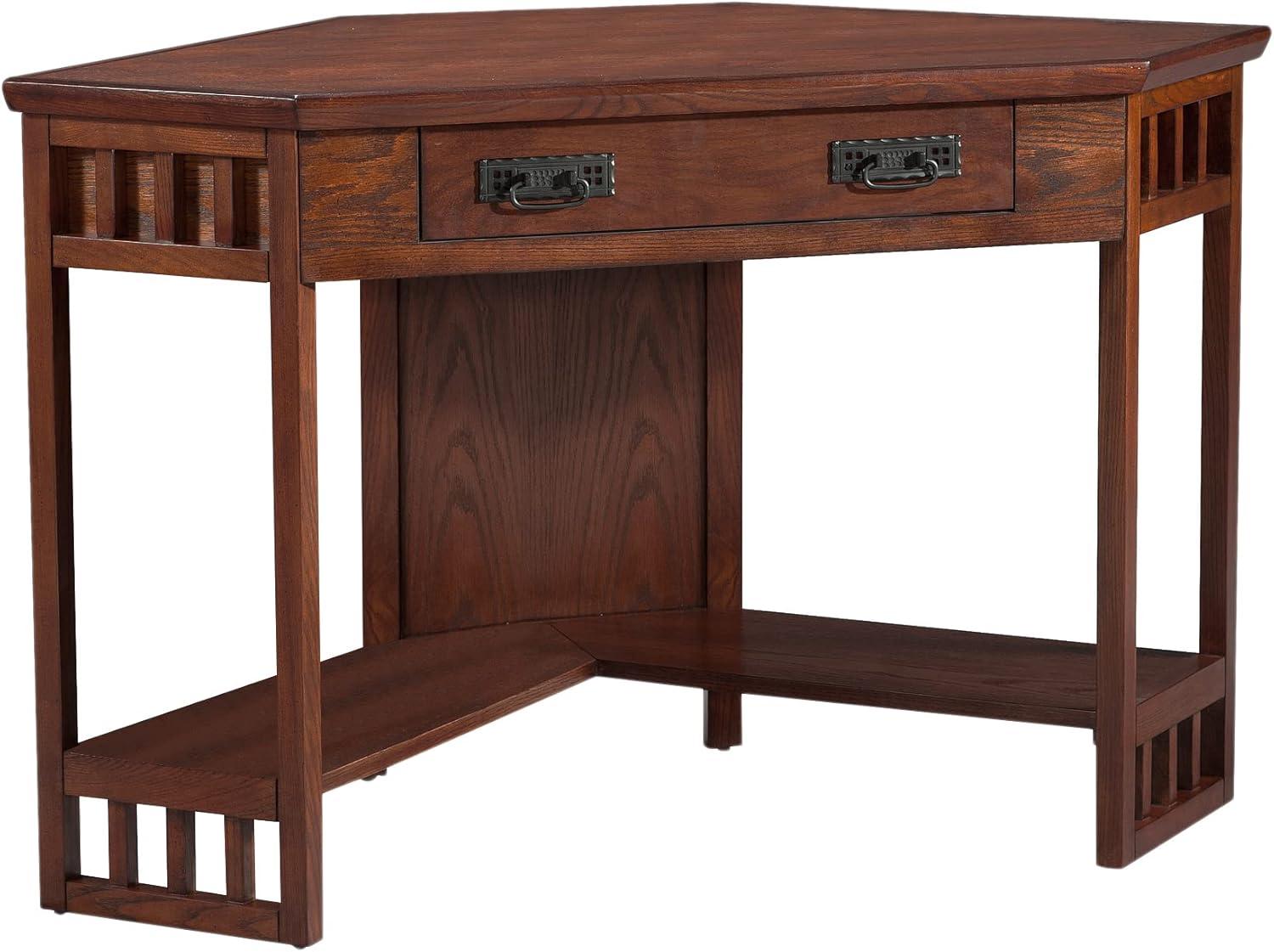 imageLeick Home 82430 Mission Corner Desk Writing Computer Desk with Drop Front Keyboard Drawer for Home Office Solid Wood Mission OakMission Oak