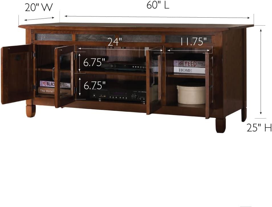 imageLeick Home 84360 Ender Mixed Metal and Wood TV Stand for 65 TVs Smoke and Gunmetal GrayDistressed Rustic Autumn