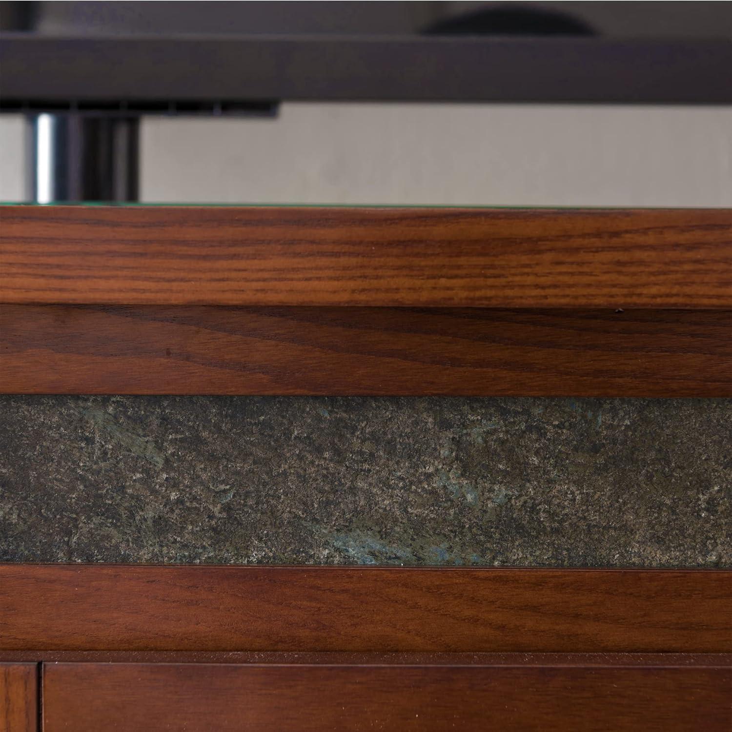 imageLeick Home 84360 Ender Mixed Metal and Wood TV Stand for 65 TVs Smoke and Gunmetal GrayDistressed Rustic Autumn