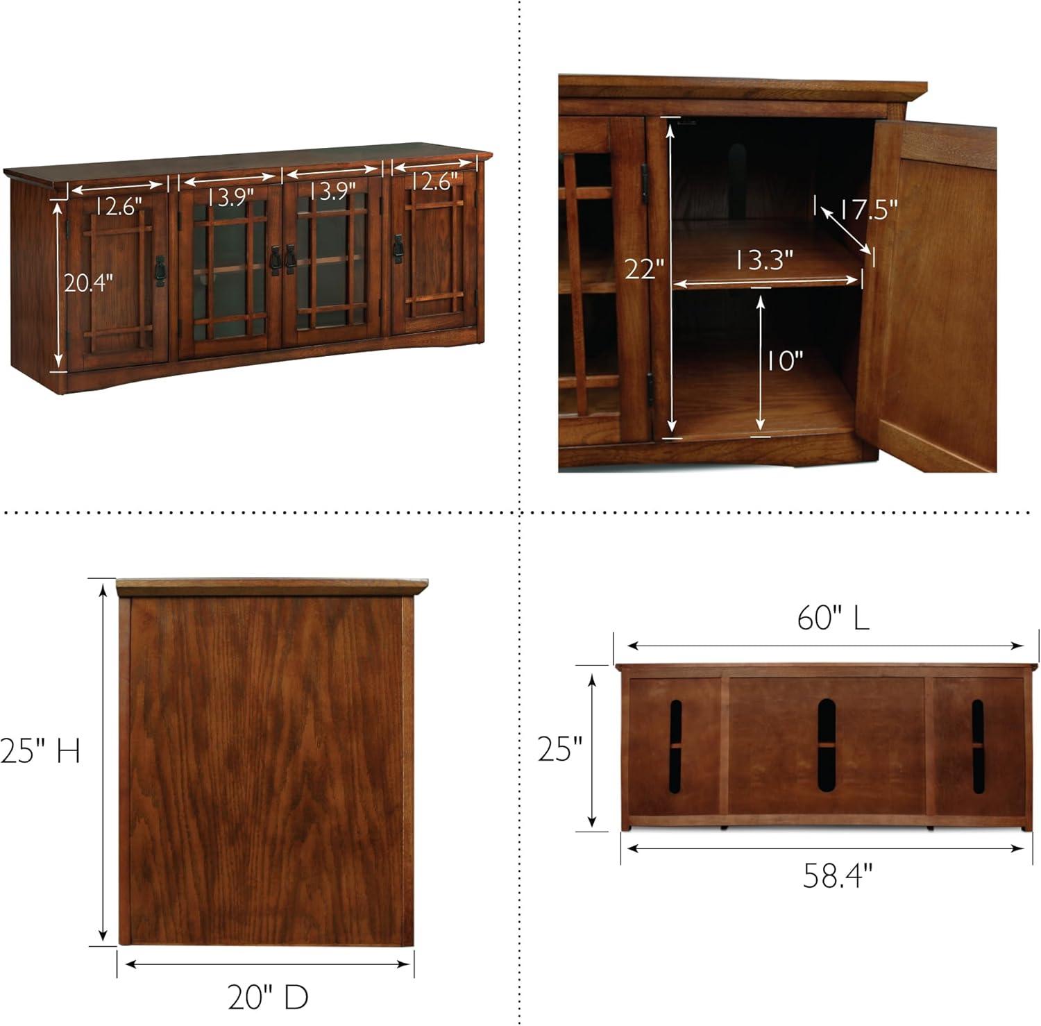 imageLeick Home 84360 Ender Mixed Metal and Wood TV Stand for 65 TVs Smoke and Gunmetal GrayMission Oak Blackened