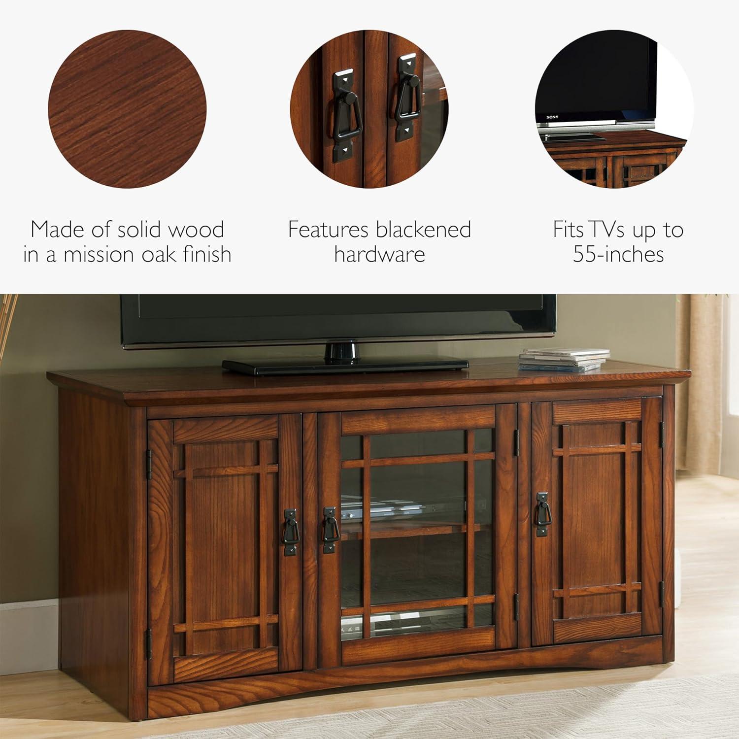 imageLeick Home 84360 Ender Mixed Metal and Wood TV Stand for 65 TVs Smoke and Gunmetal GrayMission Oak Blackened