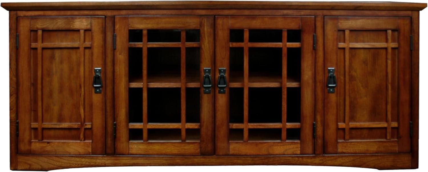 imageLeick Home 84360 Ender Mixed Metal and Wood TV Stand for 65 TVs Smoke and Gunmetal GrayMission Oak Blackened