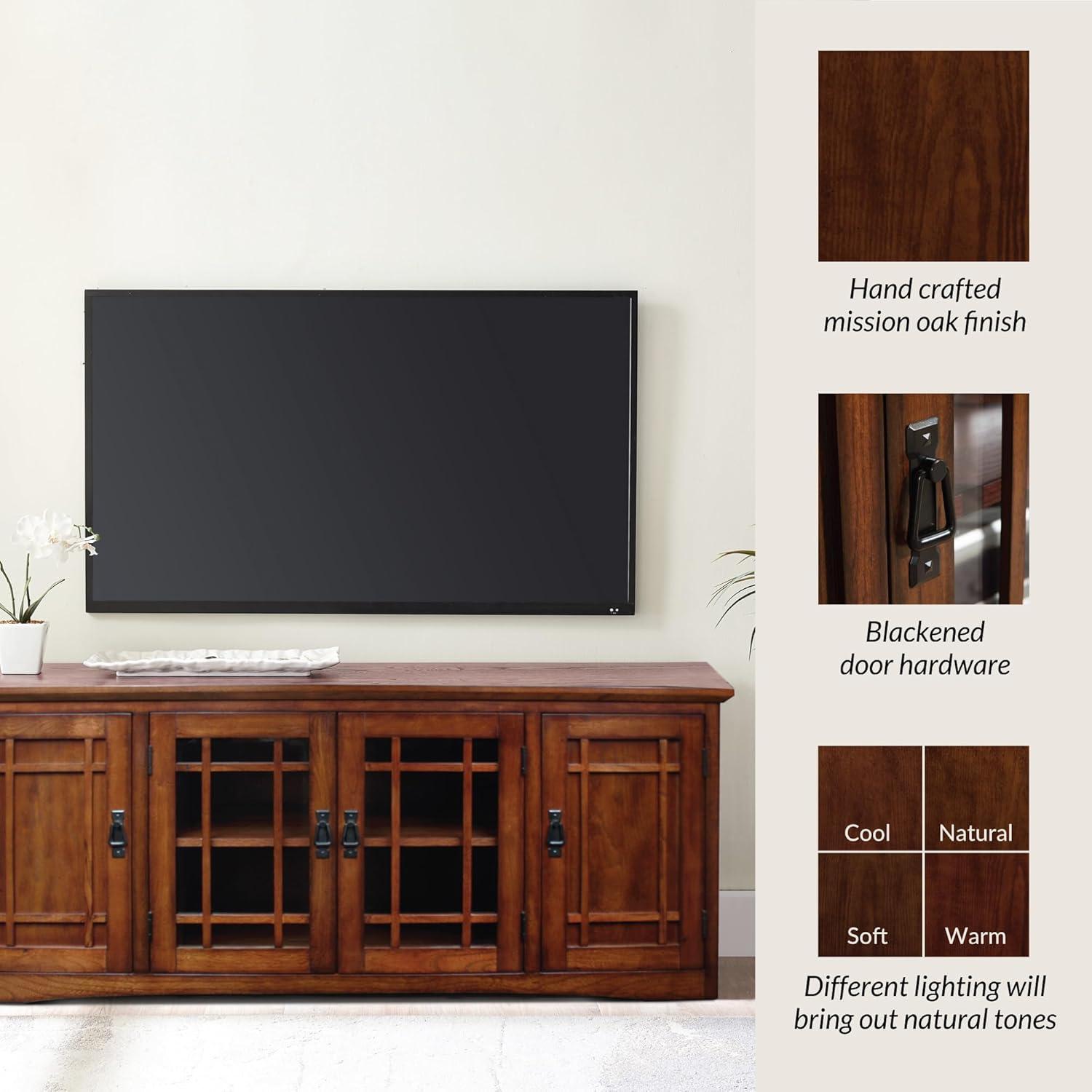 imageLeick Home 84360 Ender Mixed Metal and Wood TV Stand for 65 TVs Smoke and Gunmetal GrayMission Oak Blackened