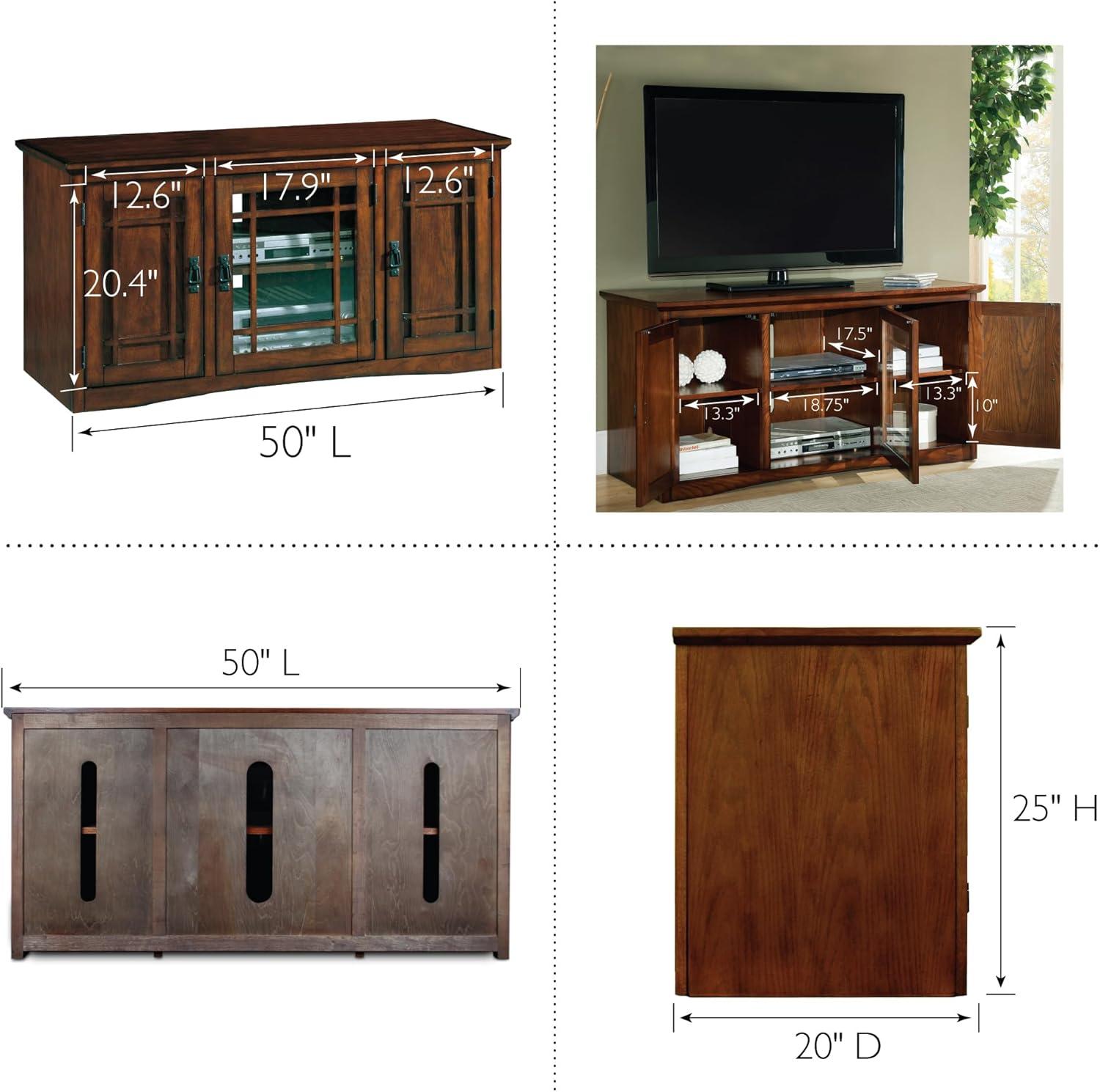 imageLeick Home 84360 Ender Mixed Metal and Wood TV Stand for 65 TVs Smoke and Gunmetal GrayMission Oak Blackened
