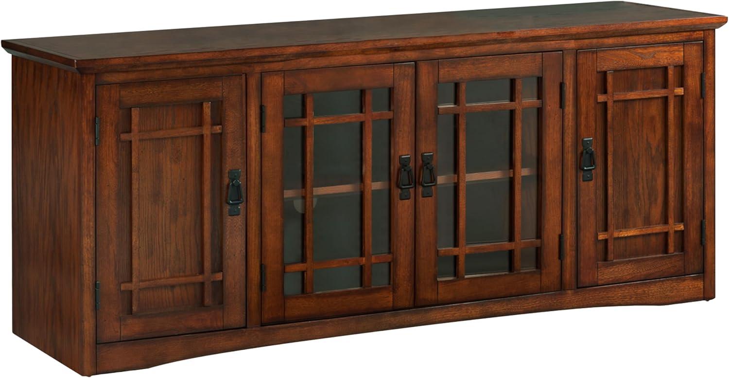 imageLeick Home 84360 Ender Mixed Metal and Wood TV Stand for 65 TVs Smoke and Gunmetal GrayMission Oak Blackened