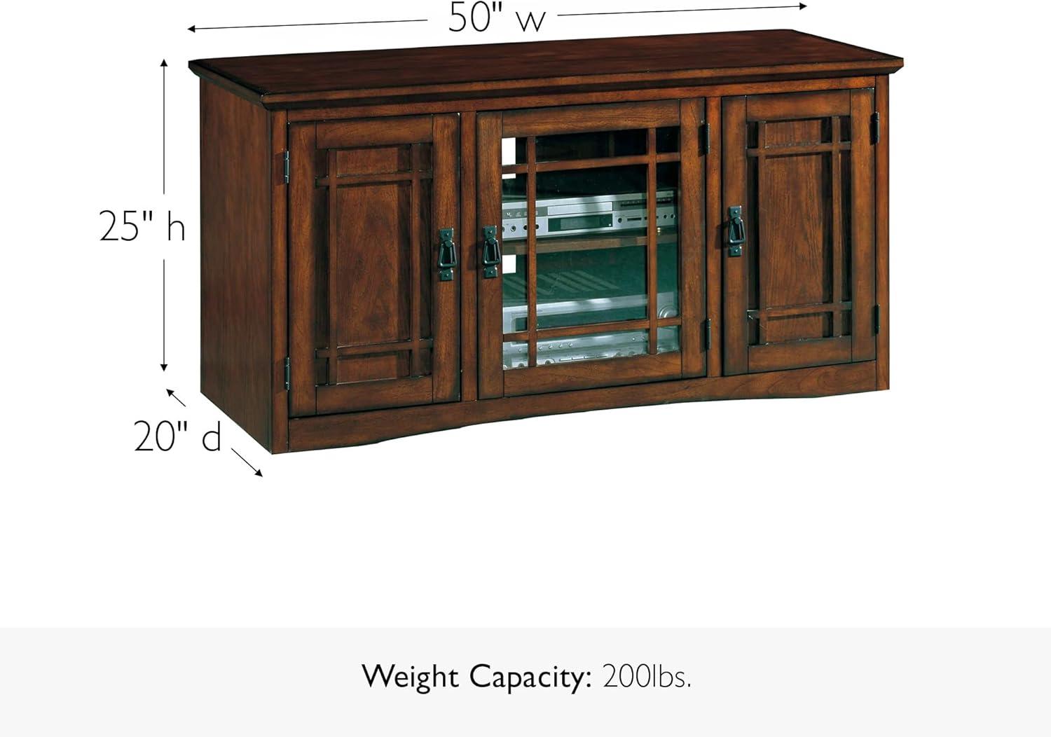 imageLeick Home 84360 Ender Mixed Metal and Wood TV Stand for 65 TVs Smoke and Gunmetal GrayMission Oak Blackened