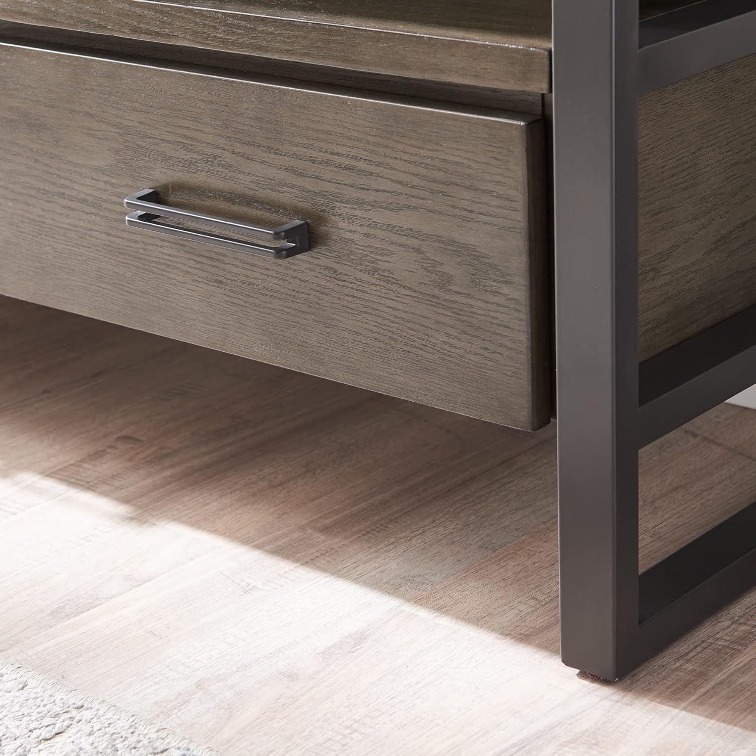 imageLeick Home 84360 Ender Mixed Metal and Wood TV Stand for 65 TVs Smoke and Gunmetal GraySmoke Gray Gunmetal
