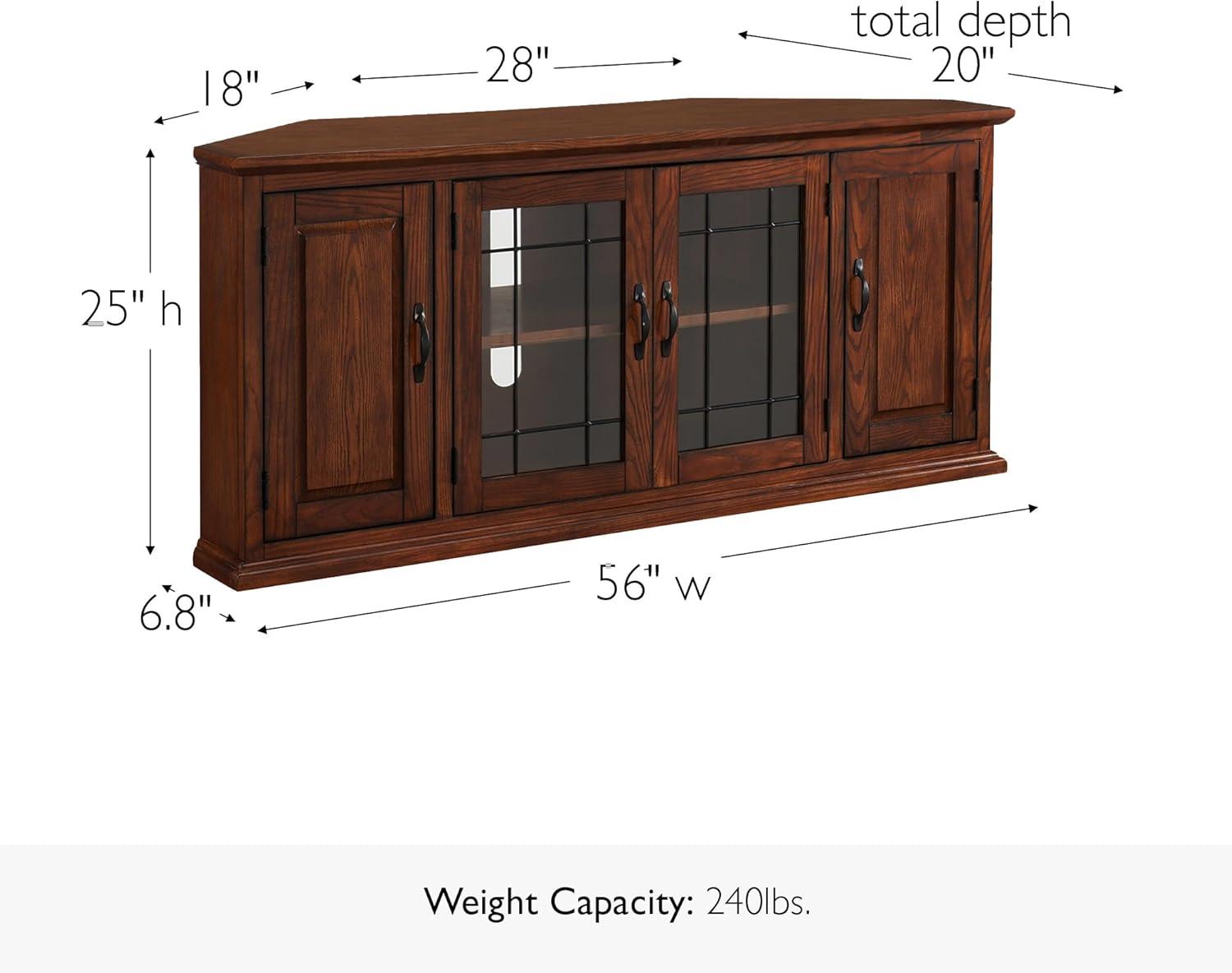 imageLeick Home 84388 Two Door Corner TV Stand with Open Center Storage and Metal Base for 62 TVs Smoke Gray WashPewterGreyBurnished Oak Black