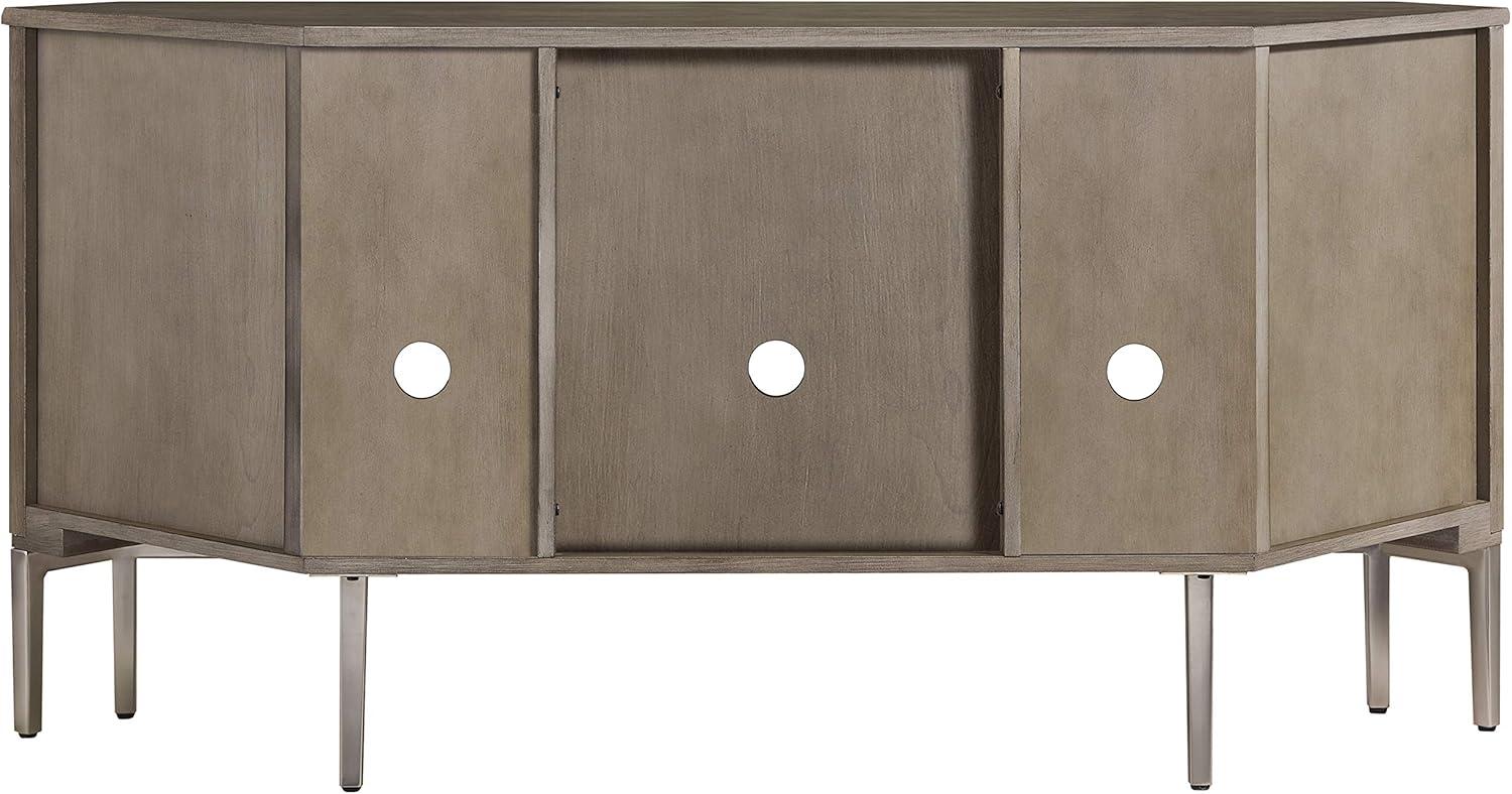 imageLeick Home 84388 Two Door Corner TV Stand with Open Center Storage and Metal Base for 62 TVs Smoke Gray WashPewterGreyGray Pewter