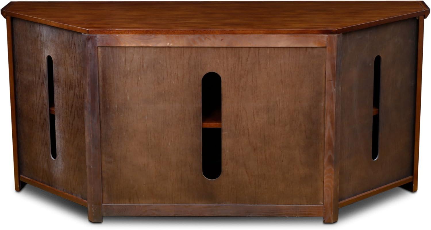 imageLeick Home 84388 Two Door Corner TV Stand with Open Center Storage and Metal Base for 62 TVs Smoke Gray WashPewterGreyMission Oak Blackened