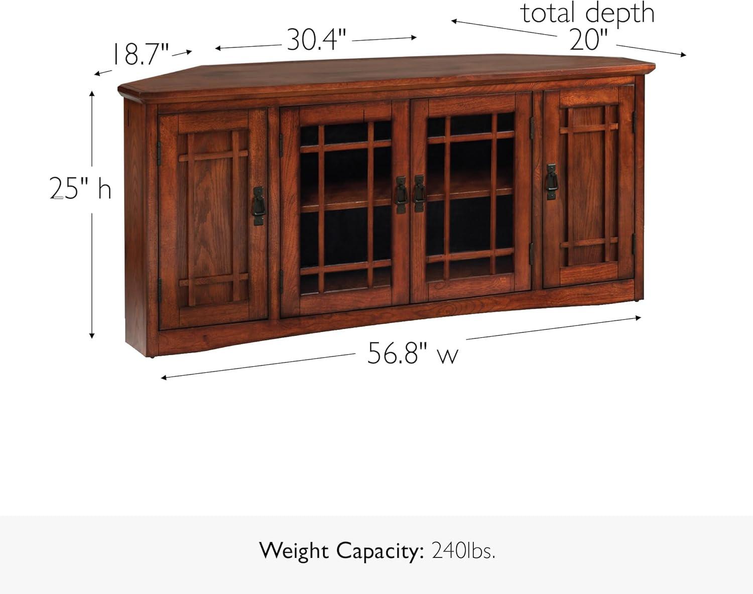 imageLeick Home 84388 Two Door Corner TV Stand with Open Center Storage and Metal Base for 62 TVs Smoke Gray WashPewterGreyMission Oak Blackened