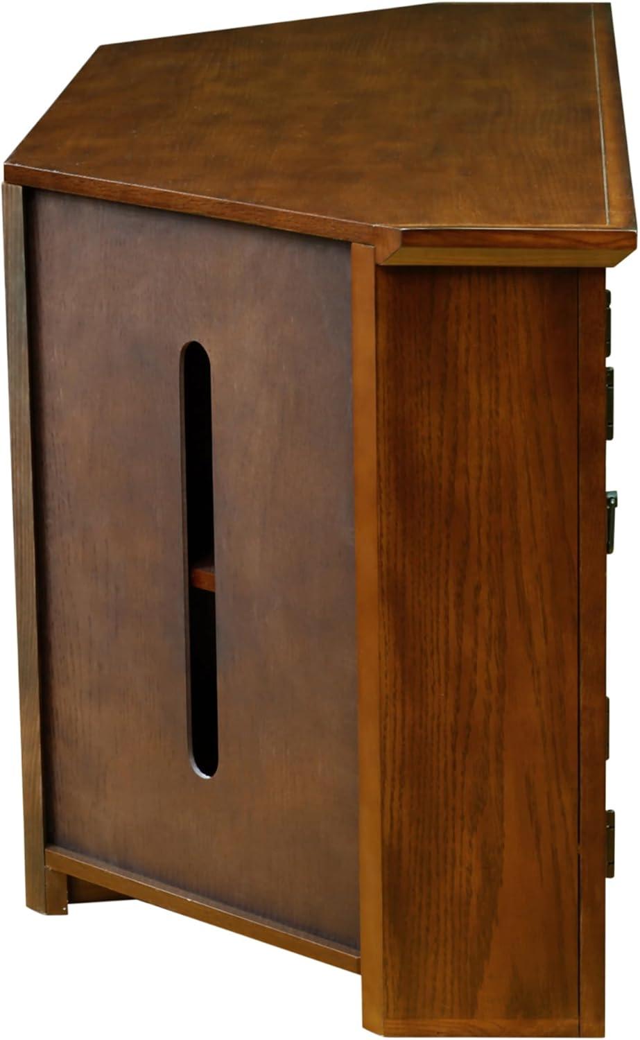 imageLeick Home 84388 Two Door Corner TV Stand with Open Center Storage and Metal Base for 62 TVs Smoke Gray WashPewterGreyMission Oak Blackened
