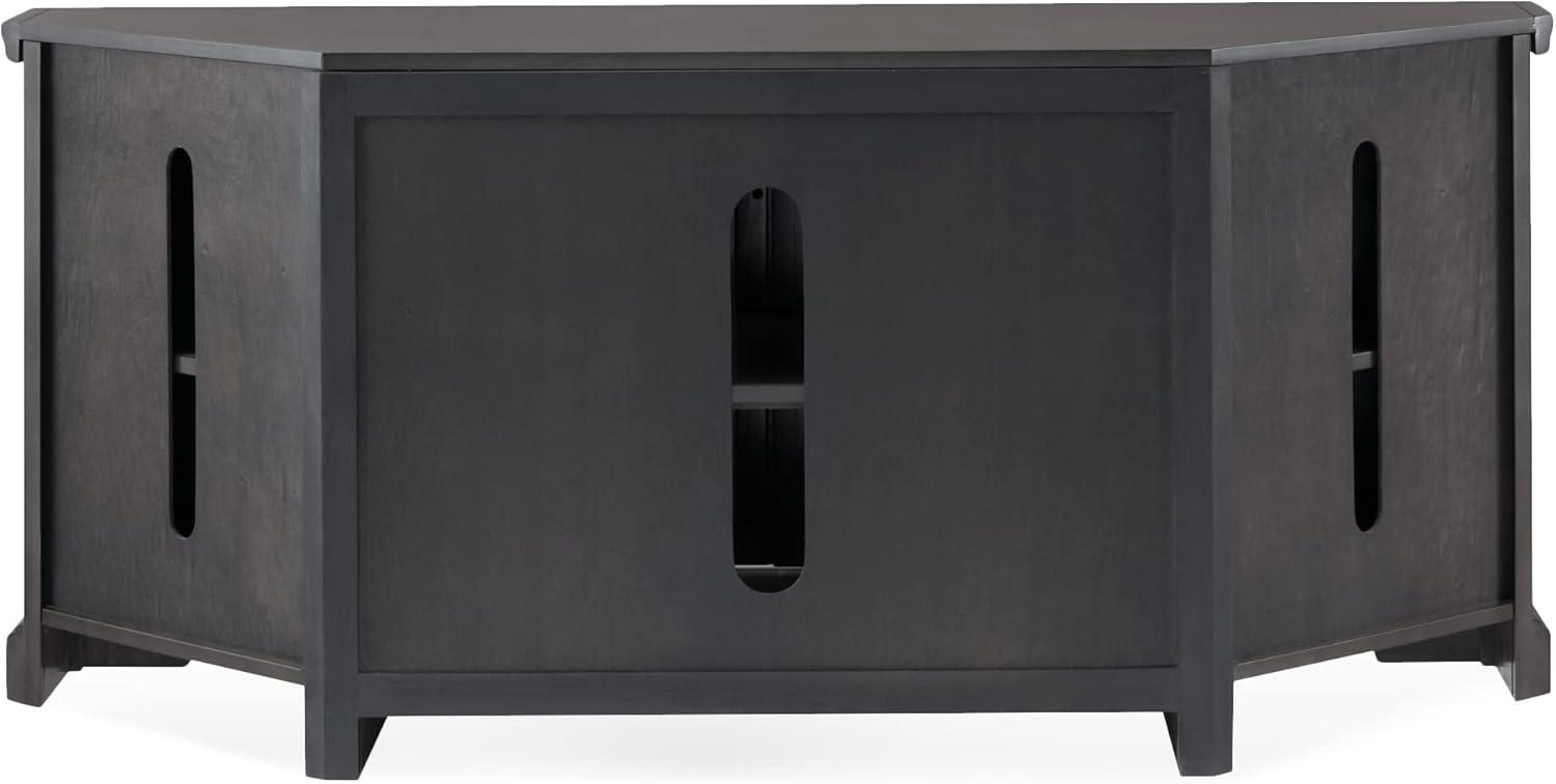 imageLeick Home 84388 Two Door Corner TV Stand with Open Center Storage and Metal Base for 62 TVs Smoke Gray WashPewterGreyRiverstone Pewter