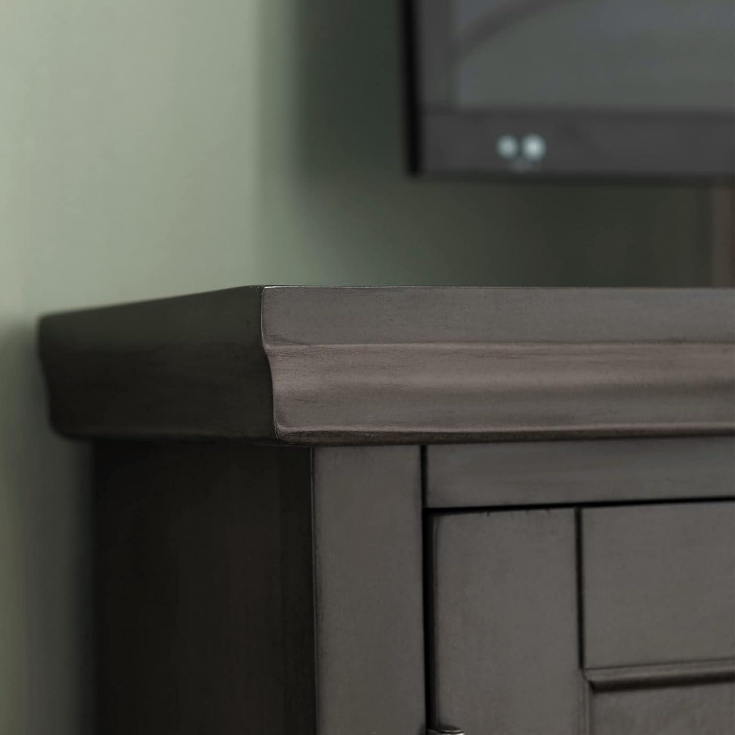 imageLeick Home 84388 Two Door Corner TV Stand with Open Center Storage and Metal Base for 62 TVs Smoke Gray WashPewterGreyRiverstone Pewter